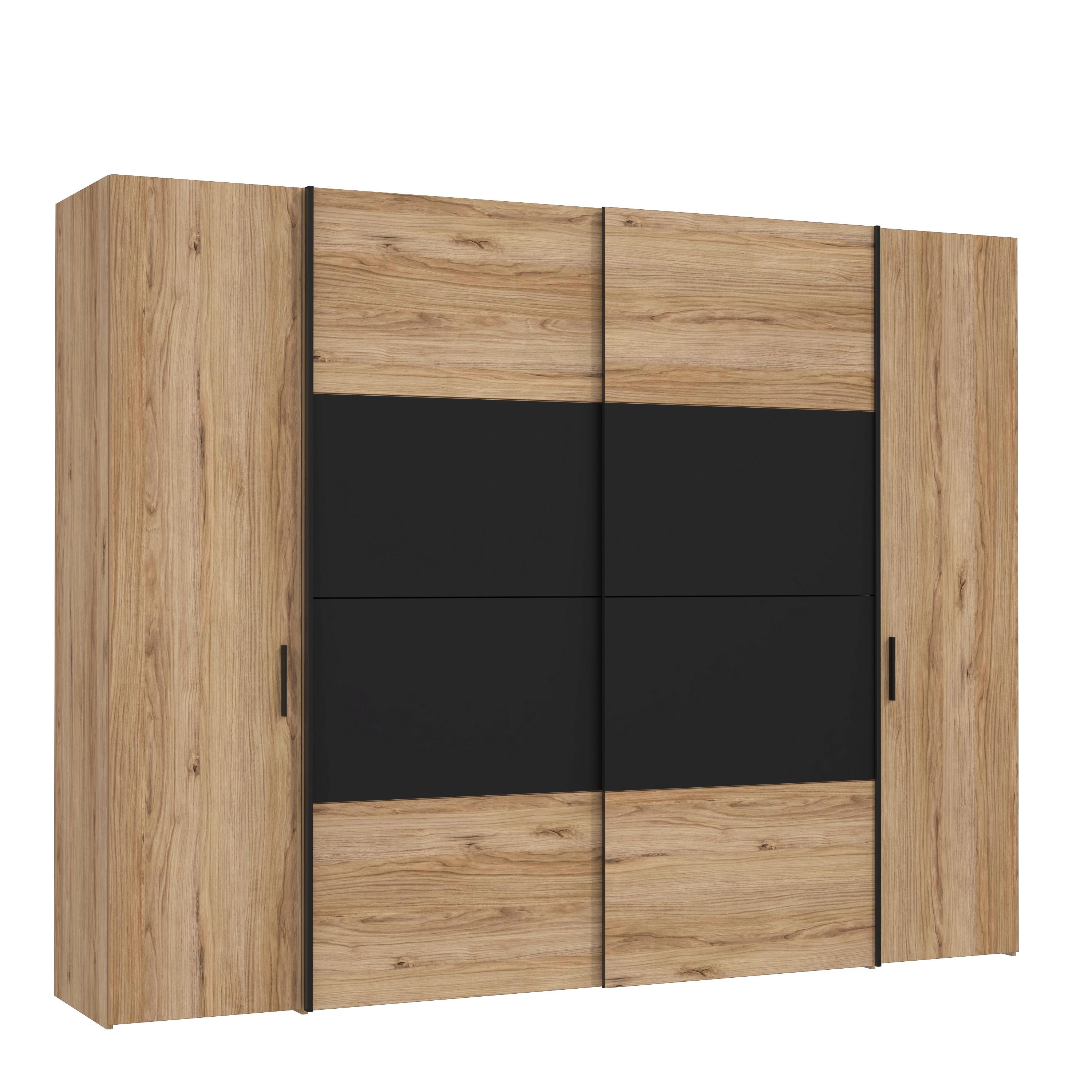 Kombinirana Omara Za Oblačila Dalate, Črna, Barva Hrasta - črna/barve hrasta, Moderno, umetna masa/leseni material (270/210/61cm) - Mömax