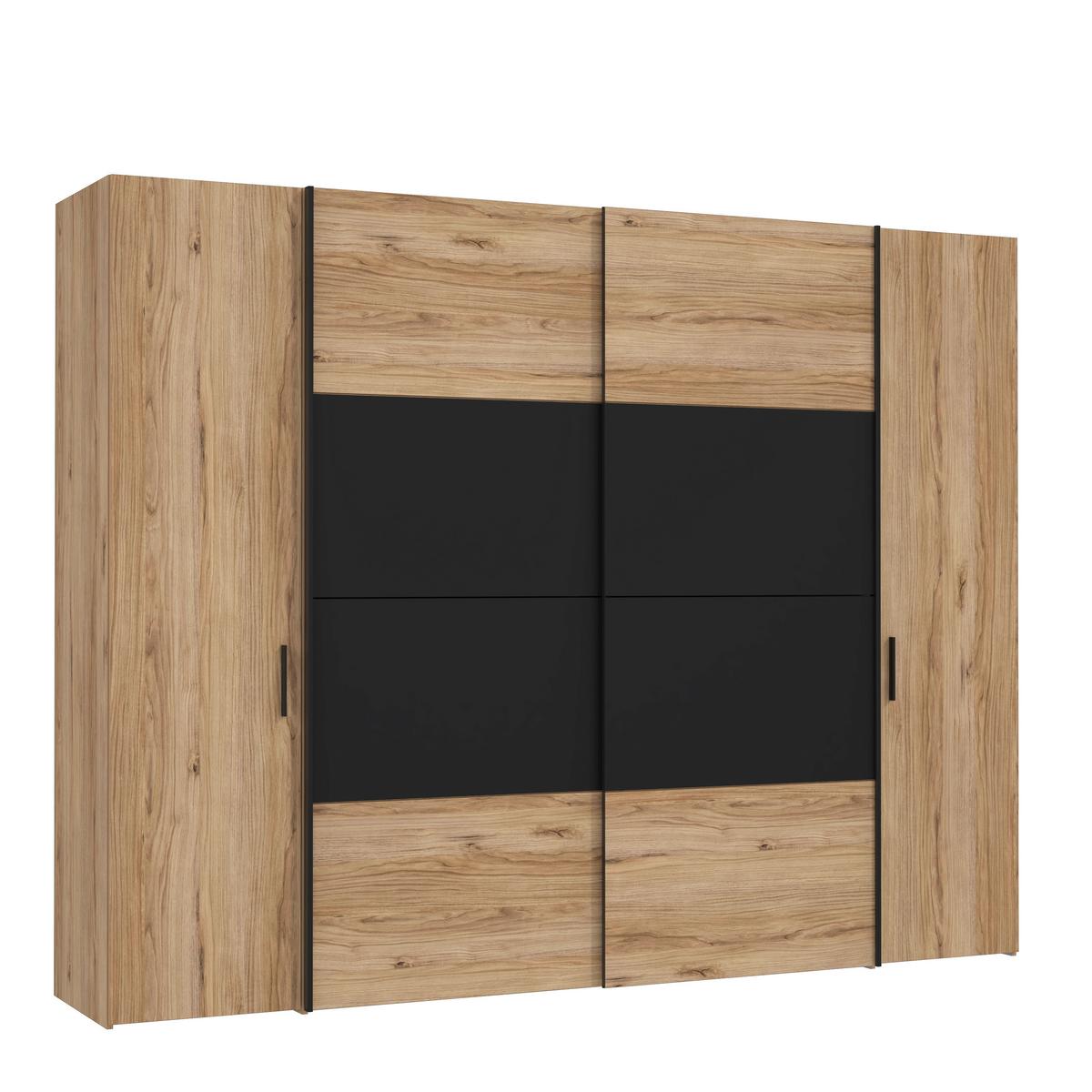 DULAP DALATE - culoare lemn stejar/negru, Modern, material pe bază de lemn (270/210/61cm) - Mömax