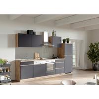 Küchenblock Turin ohne Geräte ca. 300 cm Grau/Eiche - Eiche Wotan/Grau, Design, Holzwerkstoff (300cm) - Held