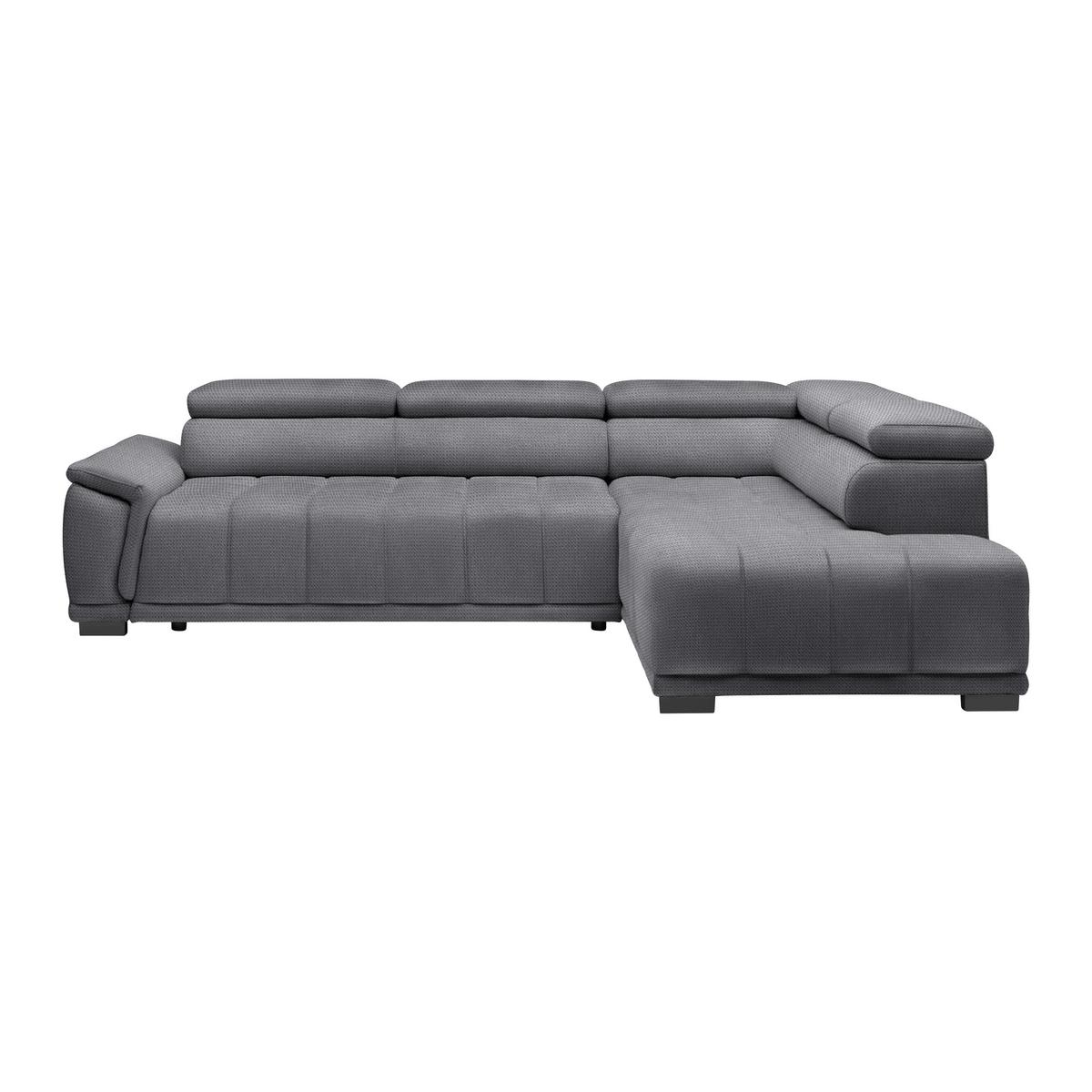 Ecksofa Gremio Rechts Blaugrau - Blaugrau/Schwarz, MODERN, Kunststoff/Textil (283-206/77-100/106cm) - Premium Living
