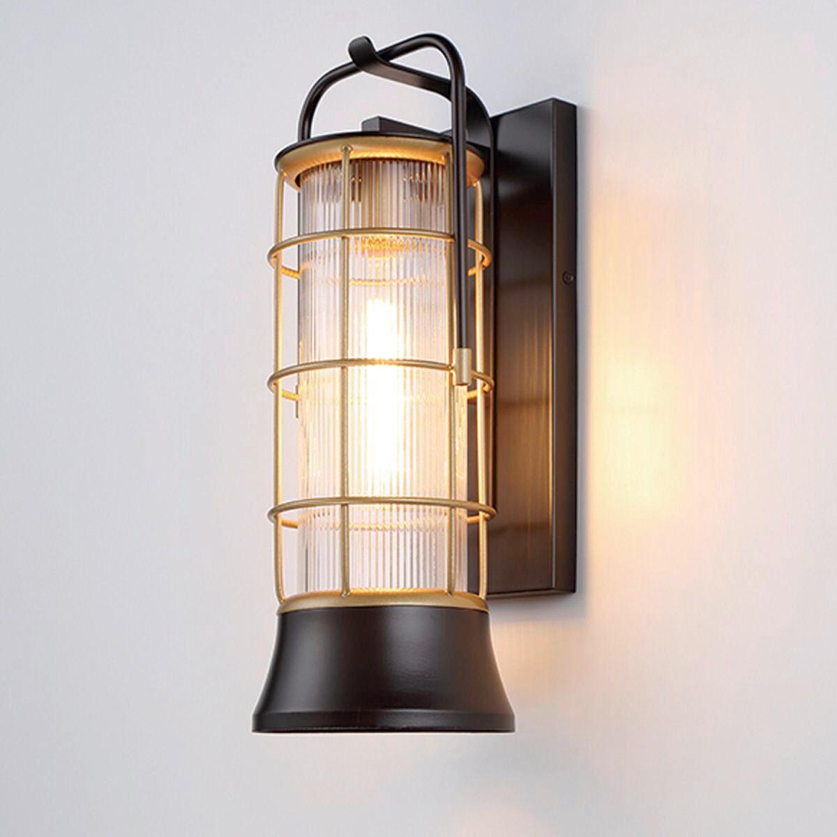 Kültéri Falilámpa Qn-Rivamar-M-Blk-Gd - többszínű, Konventionell, üveg/fém (41,1/15,3/18,4cm) - Elstead Lighting