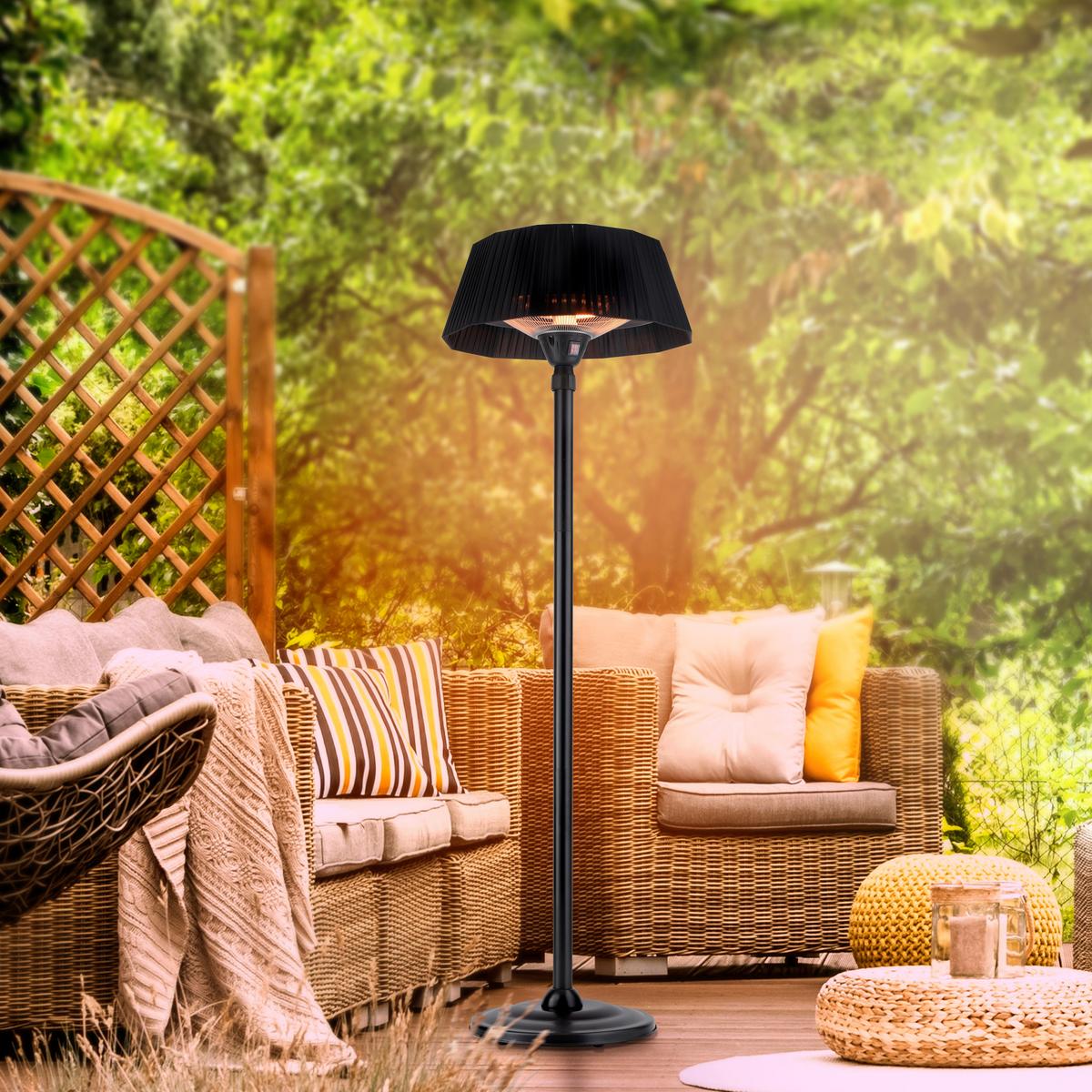 Terrassenstrahler Glow Schwarz max. 1000/2000 Watt - Schwarz, Design, Metall (65/220cm)
