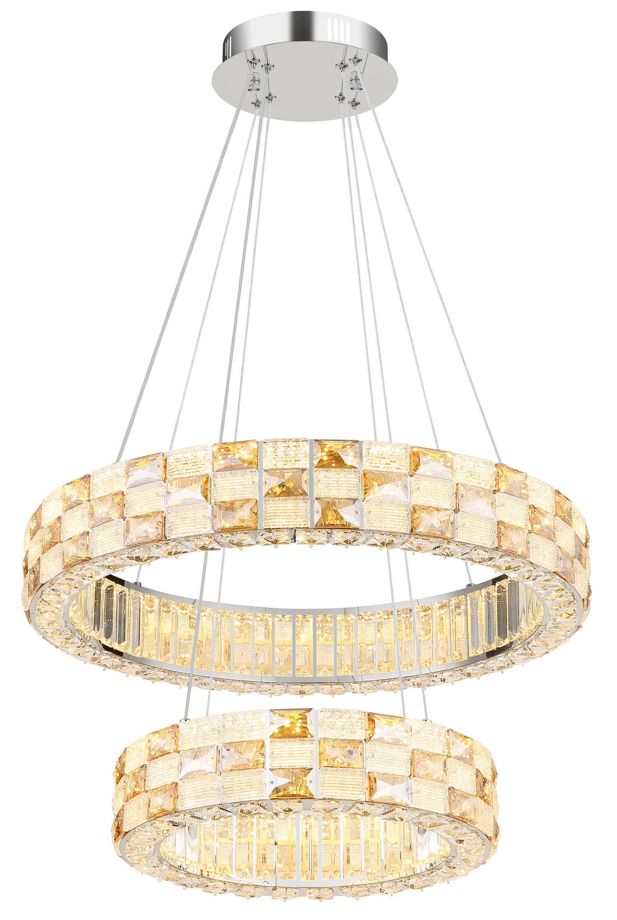 Led Viseća Svjetiljka Lidia - prozirno/boje kroma, Design, staklo/metal (61/120cm) - Globo