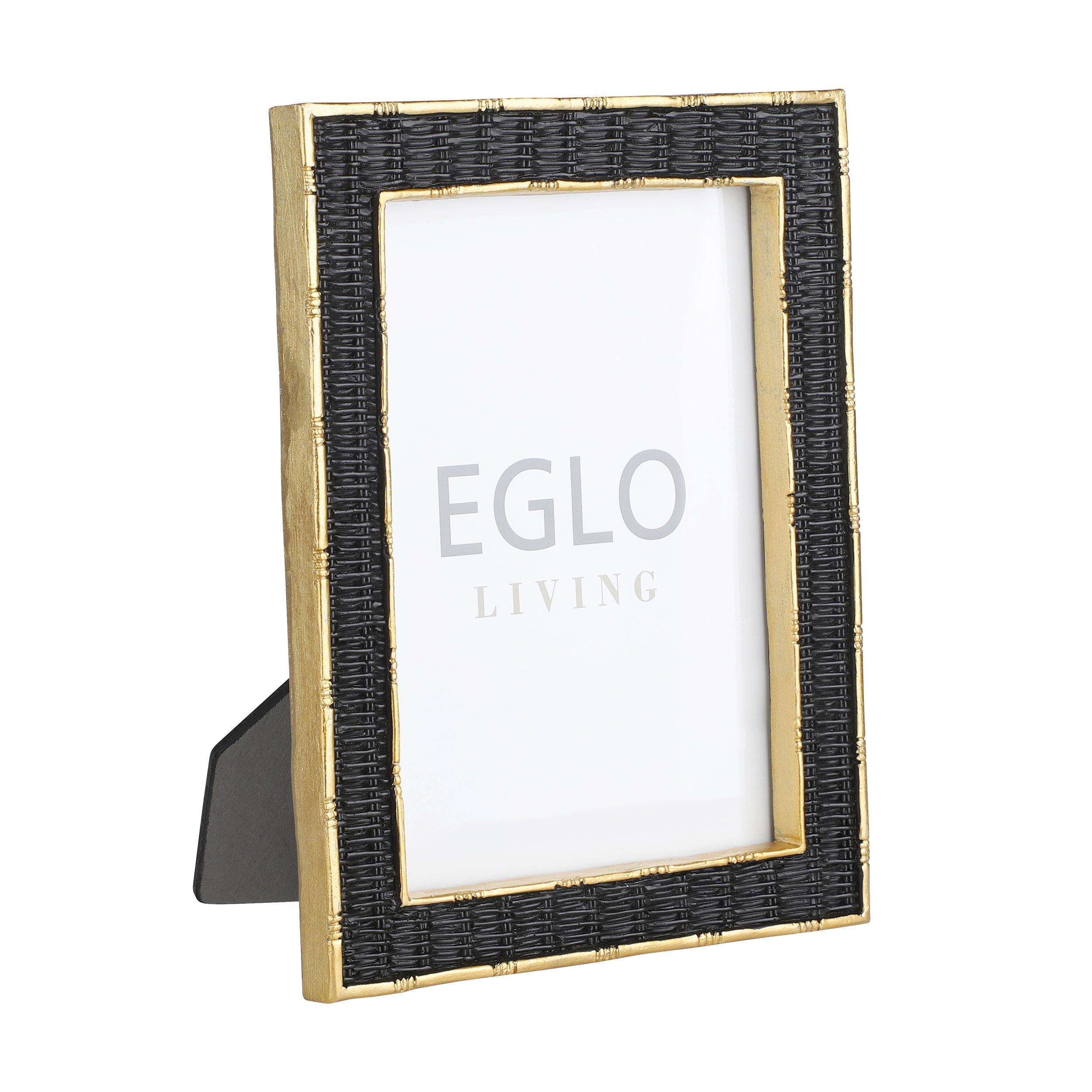 Bilderrahmen Esashi Schwarz/Goldfarben ca. 17x21cm - Goldfarben/Schwarz, Trend, Glas/Kunststoff (16,8/2/21,5cm) - Eglo