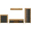 Regal Za Dnevni Boravak Jam - srebrne boje/crna, Design, staklo/drvni materijal (330/159/35cm) - Modern Living