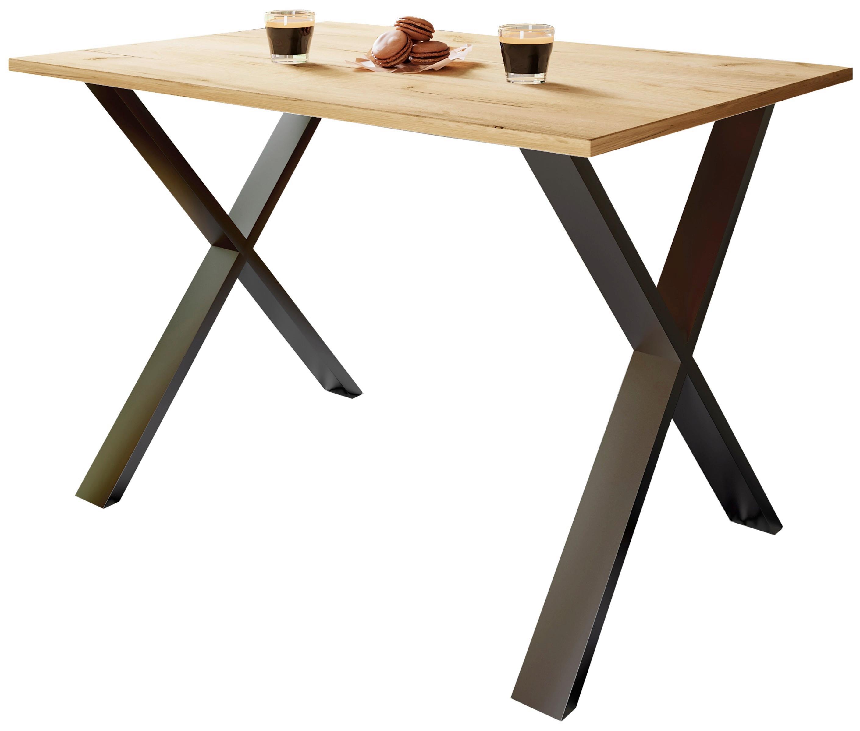 SCHREIBTISCH LONA - Honigeiche/Silberfarben, Design, Holzwerkstoff/Metall (160/76/80cm) - MID.YOU
