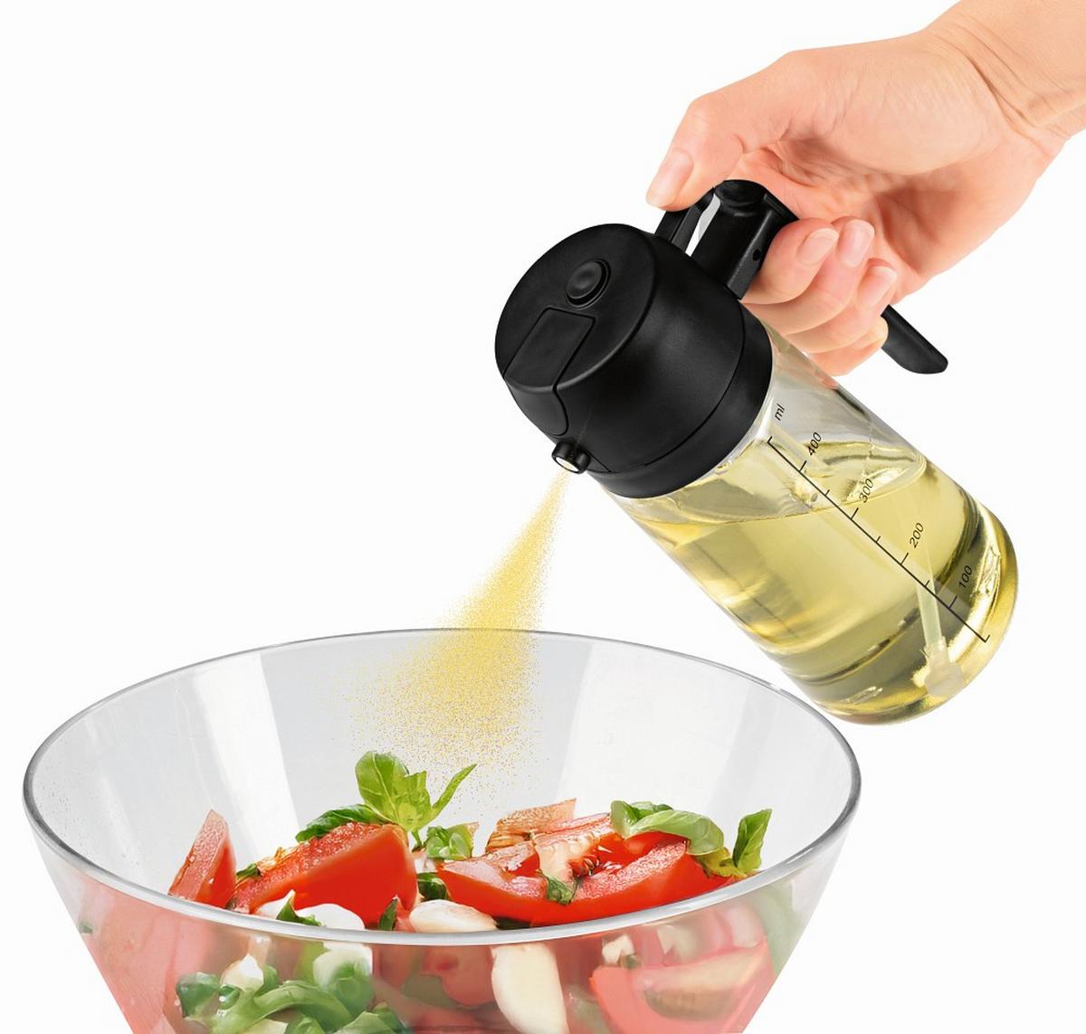 Ölsprüher Gourmetmaxx Schwarz ca. 470ml - Transparent, KONVENTIONELL, Glas/Kunststoff