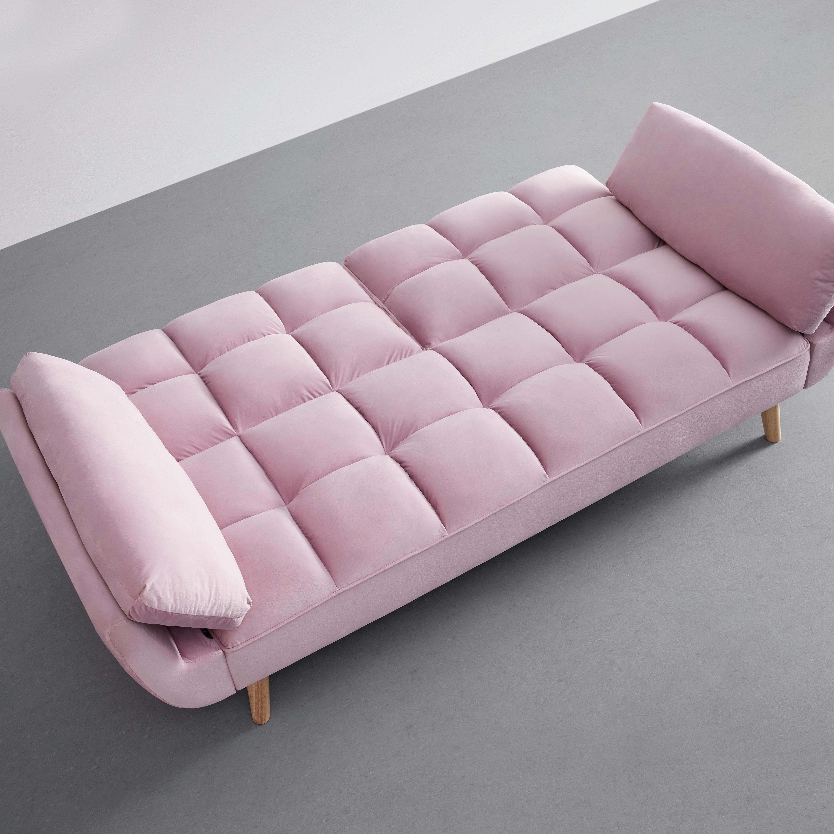 BÄDDSOFFA CORA - rosa/naturfärgad, Modern, trä/textil (214/92/81cm) - Bessagi Home