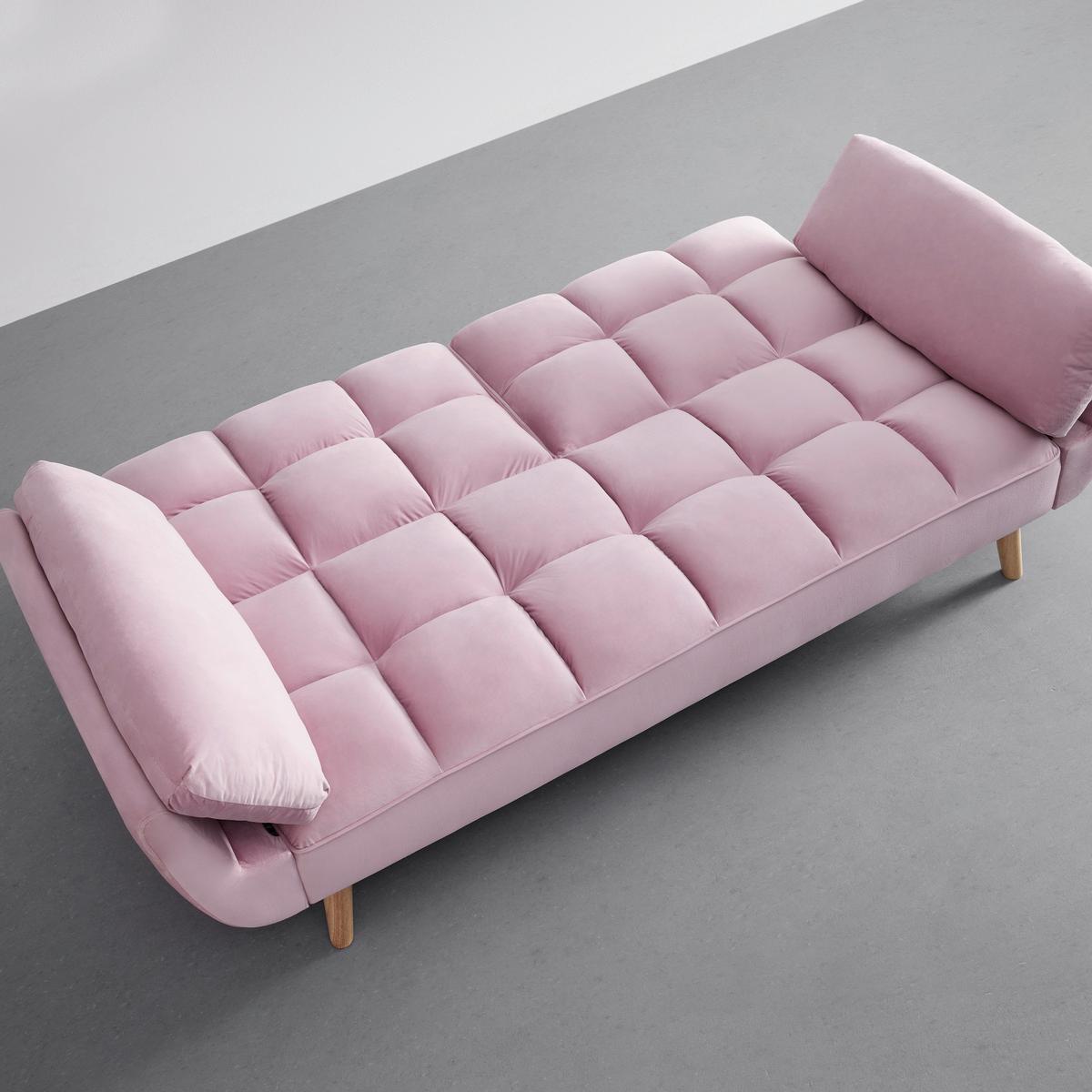 Schlafsofa Cora Rosa Samt - Rosa/Naturfarben, MODERN, Holz/Textil (214/92/81cm) - Bessagi Home