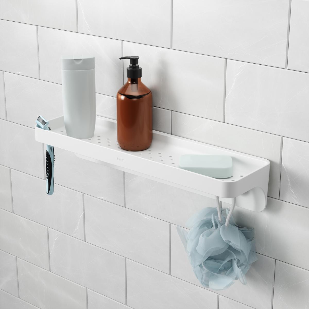 Zuhanypolc Easy - fehér, Modern, műanyag (41,3/11,6/8,3cm) - Premium Living