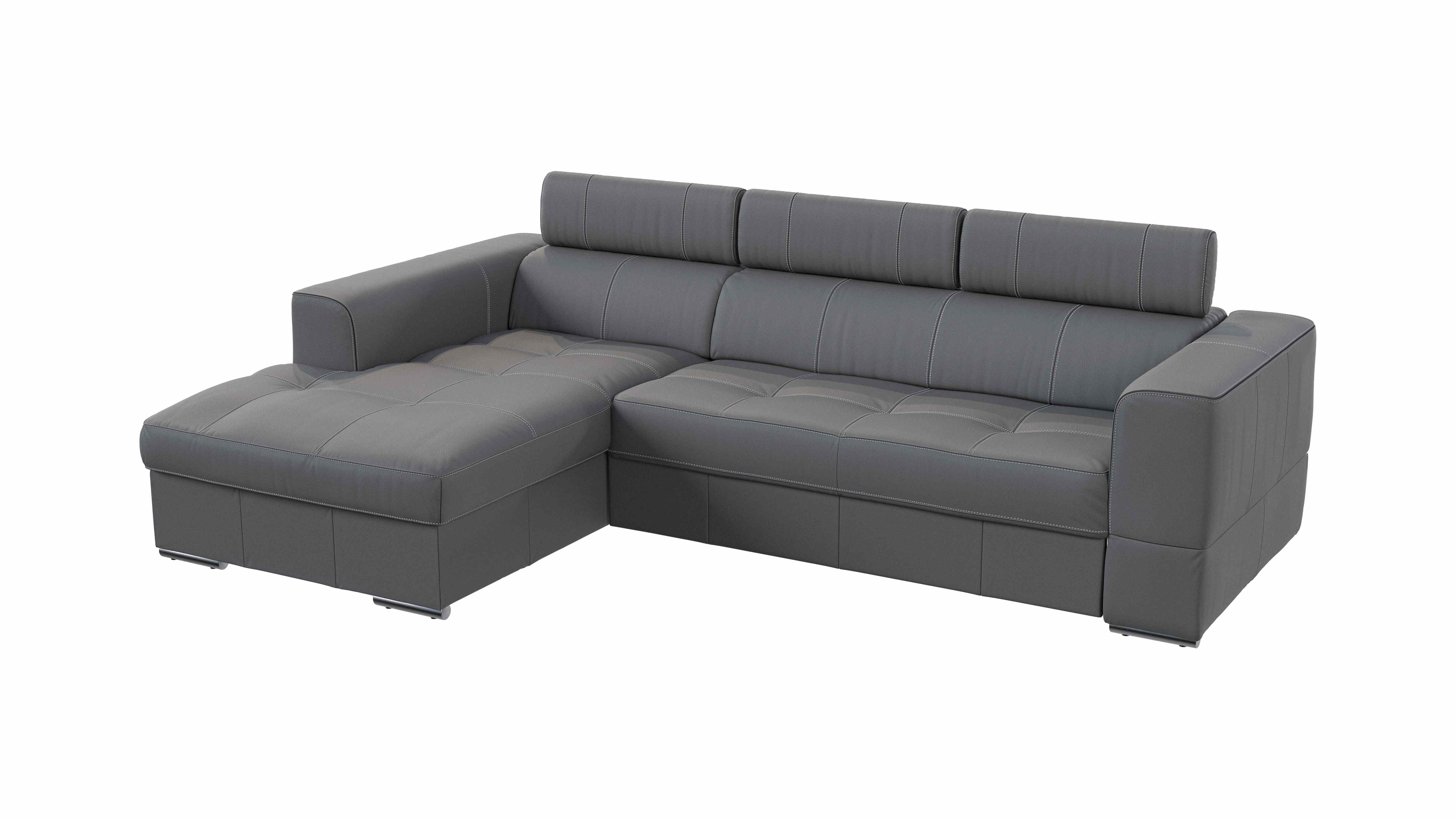 Sarokkanapé Ágyfunkcióval Go - szürke, Konventionell, bőr/faalapú anyag (174/274cm)