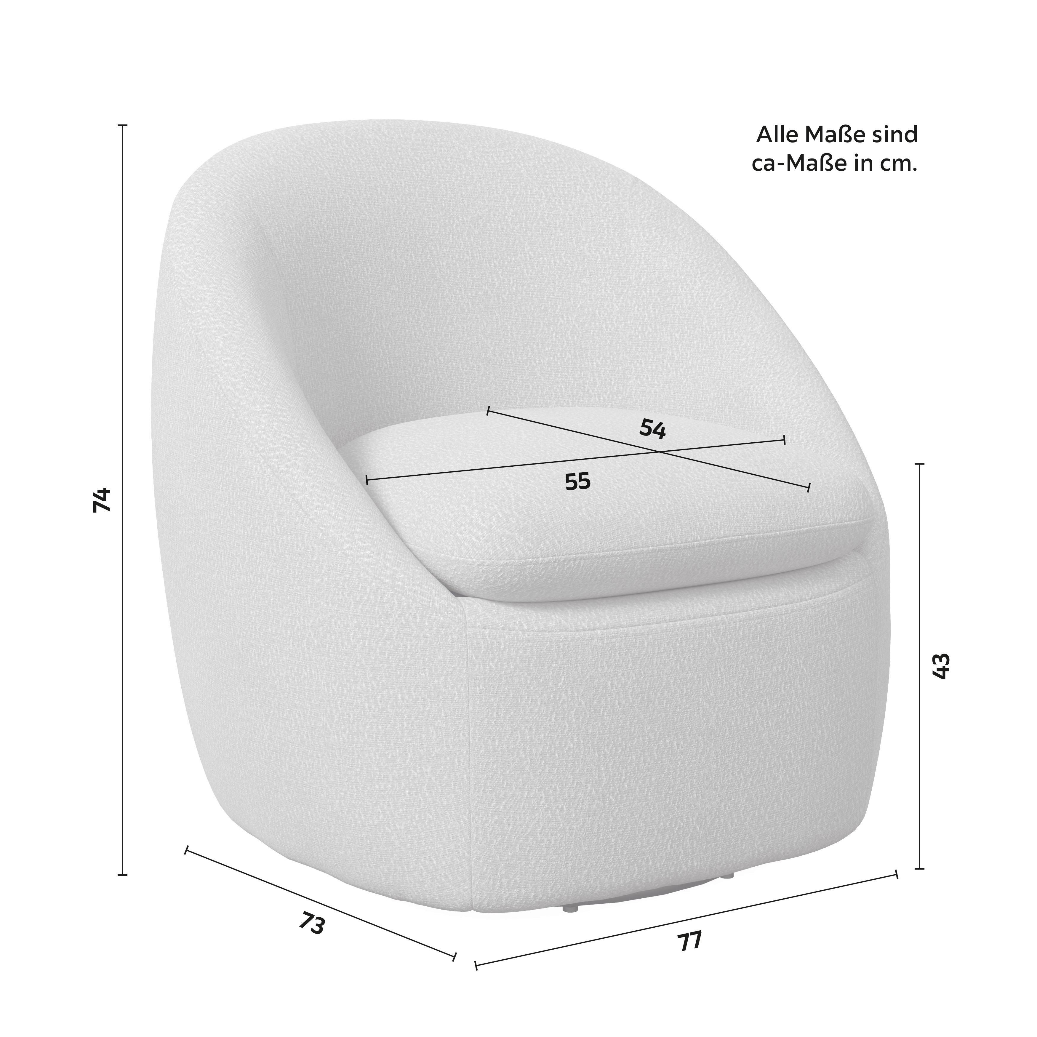 FÅTÖLJ DORA - svart/cremefärgad, Modern, metall/trä (77/74/73cm) - Bessagi Home