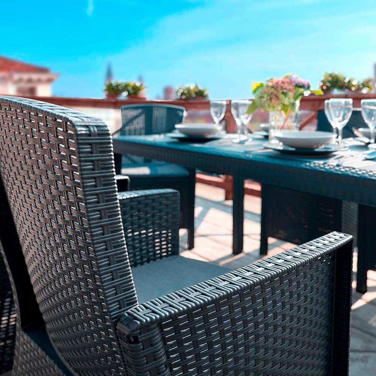 Dining-Loungeset Bica Lido Anthrazit - Anthrazit/Grau, Basics, Kunststoff (100/60/180cm)