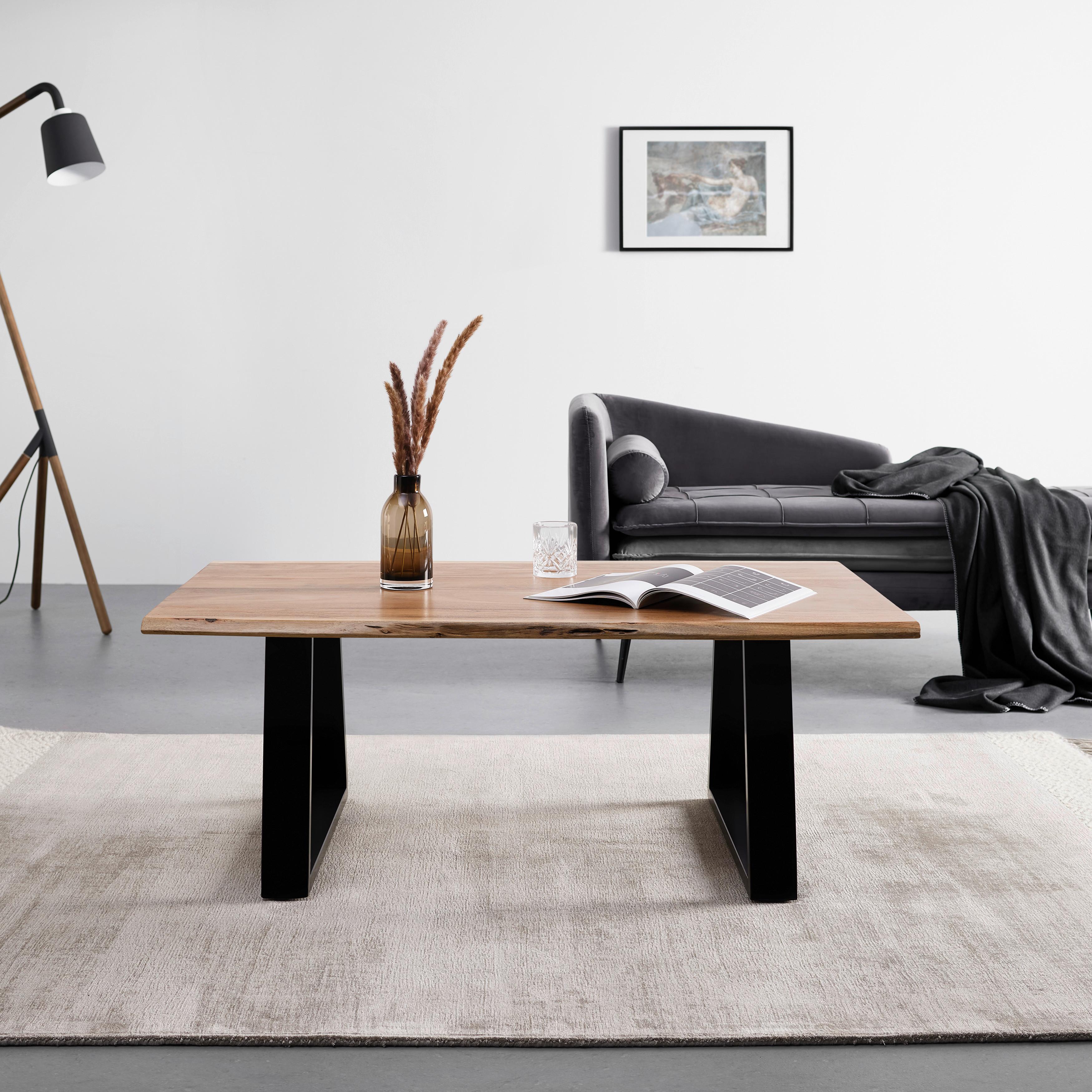 Couchtisch Nando Akazienfarben Akazie - Schwarz/Akaziefarben, MODERN, Holz/Metall (120/70/47cm) - Bessagi Home