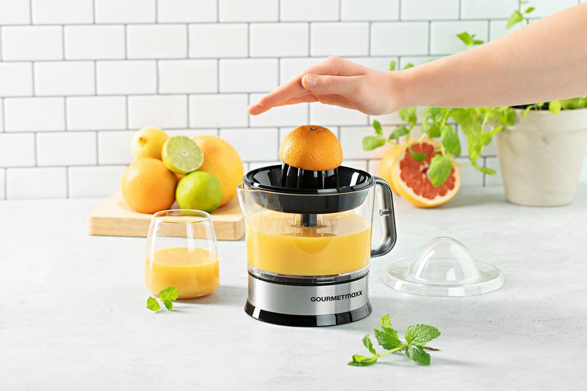 Zitronenpresse Gourmetmaxx Schwarz ca. 40 Watt - Transparent/Schwarz, MODERN, Kunststoff/Metall (19/14/21cm)