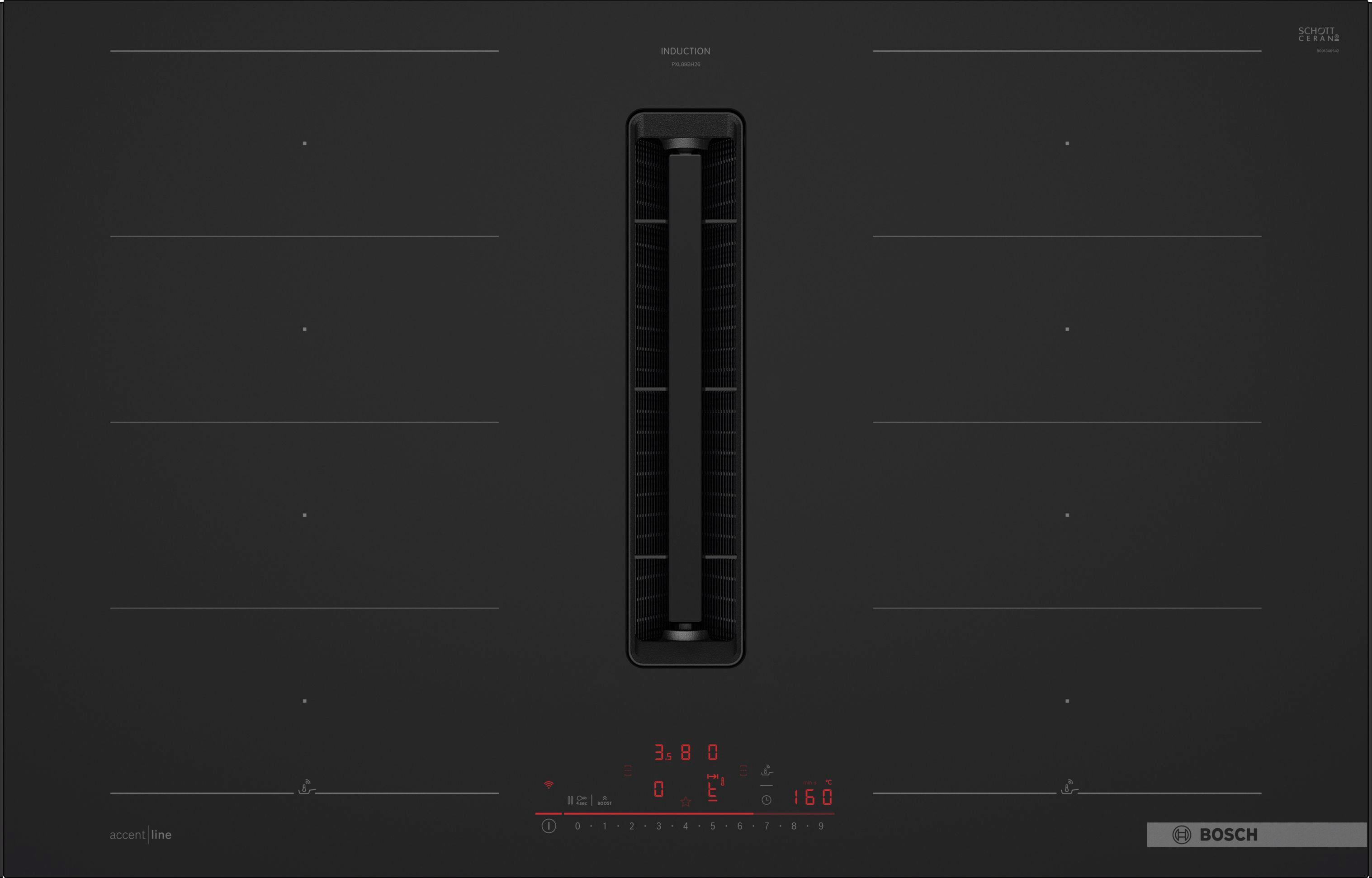 Kochfeld-Dunstabzug-Kombi PXL89BH26E - Schwarz, MODERN, Glas (81,2/22,3/52cm) - Bosch