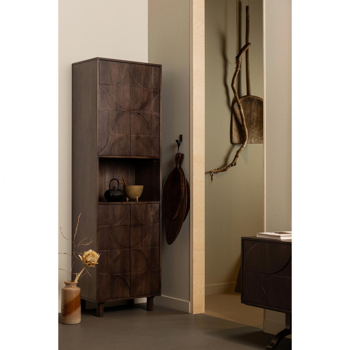 Vitrine Draw Walnussfarben - Walnussfarben, Design, Holz (60/200/40cm) - Livetastic