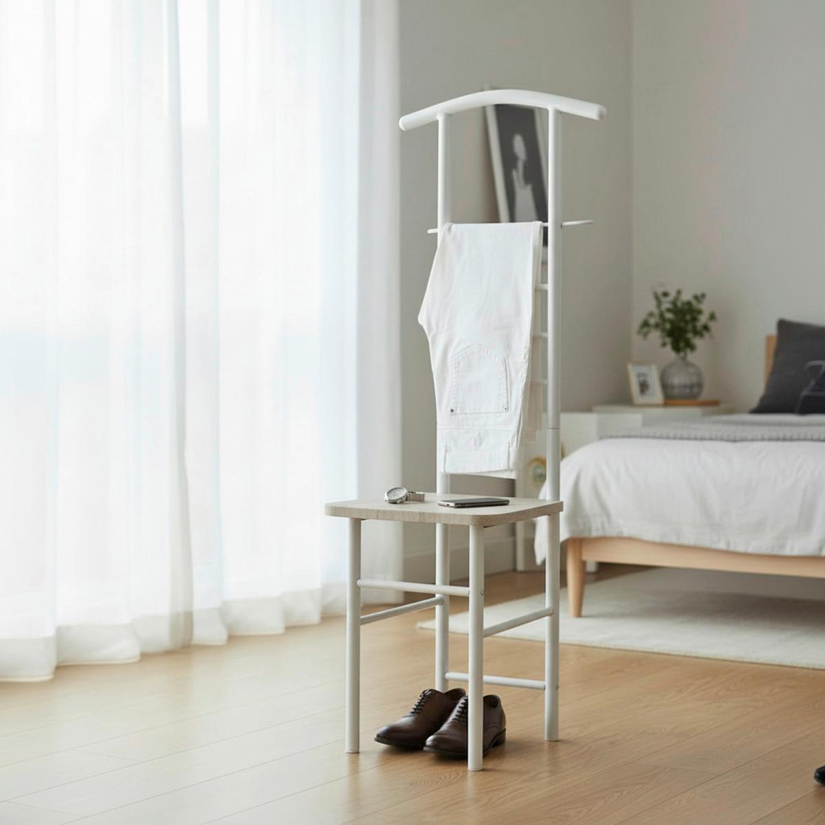 CICHY SŁUGA STEP - kolor dębowy/biały, Basics, materiał drewnopochodny/metal (46/119/50cm) - Carryhome