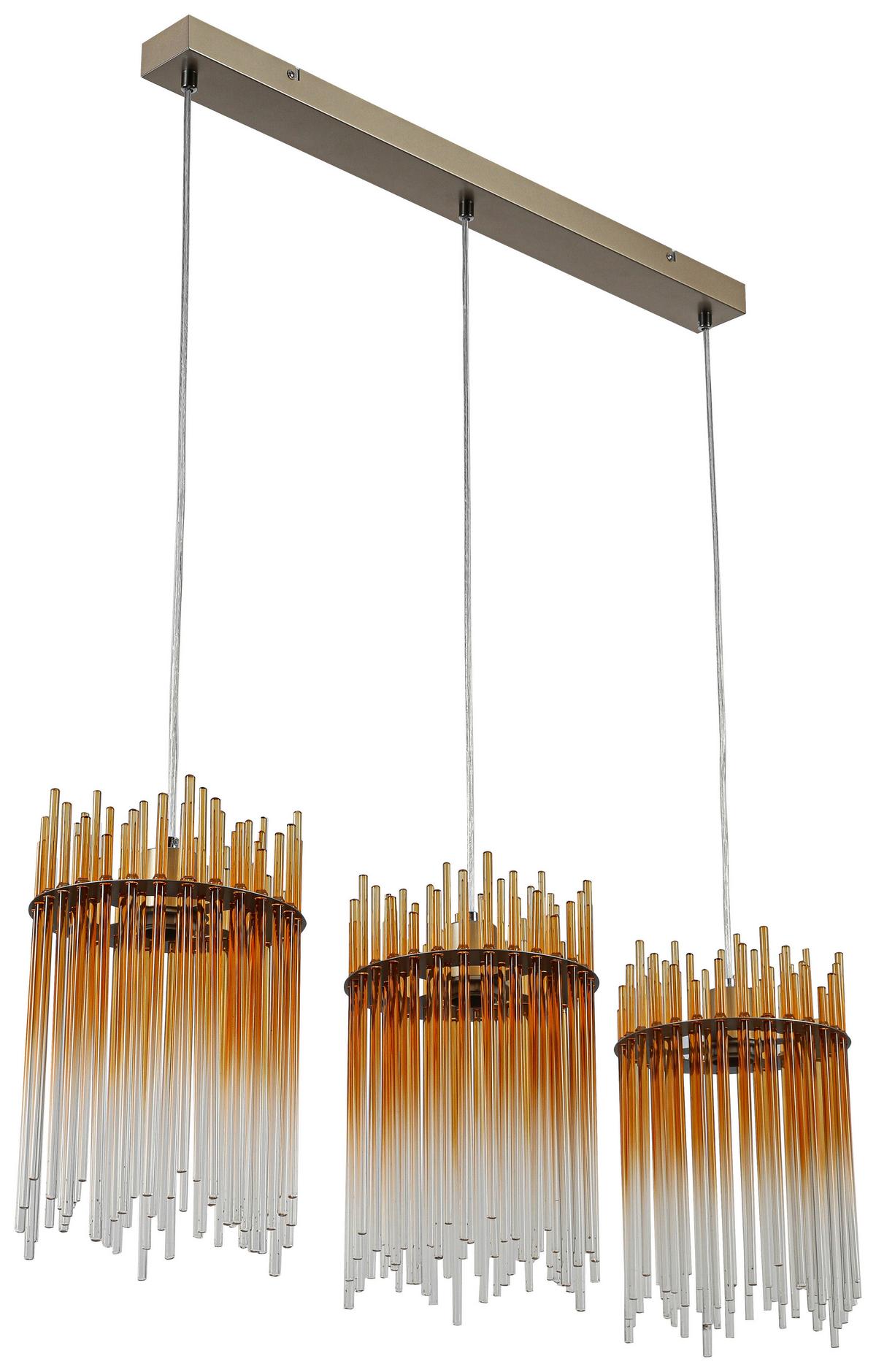 Hängeleuchte Stab Transparent/Bernstein max. 40W - Champagner/Transparent, MODERN, Glas/Kunststoff (81/20/150cm)