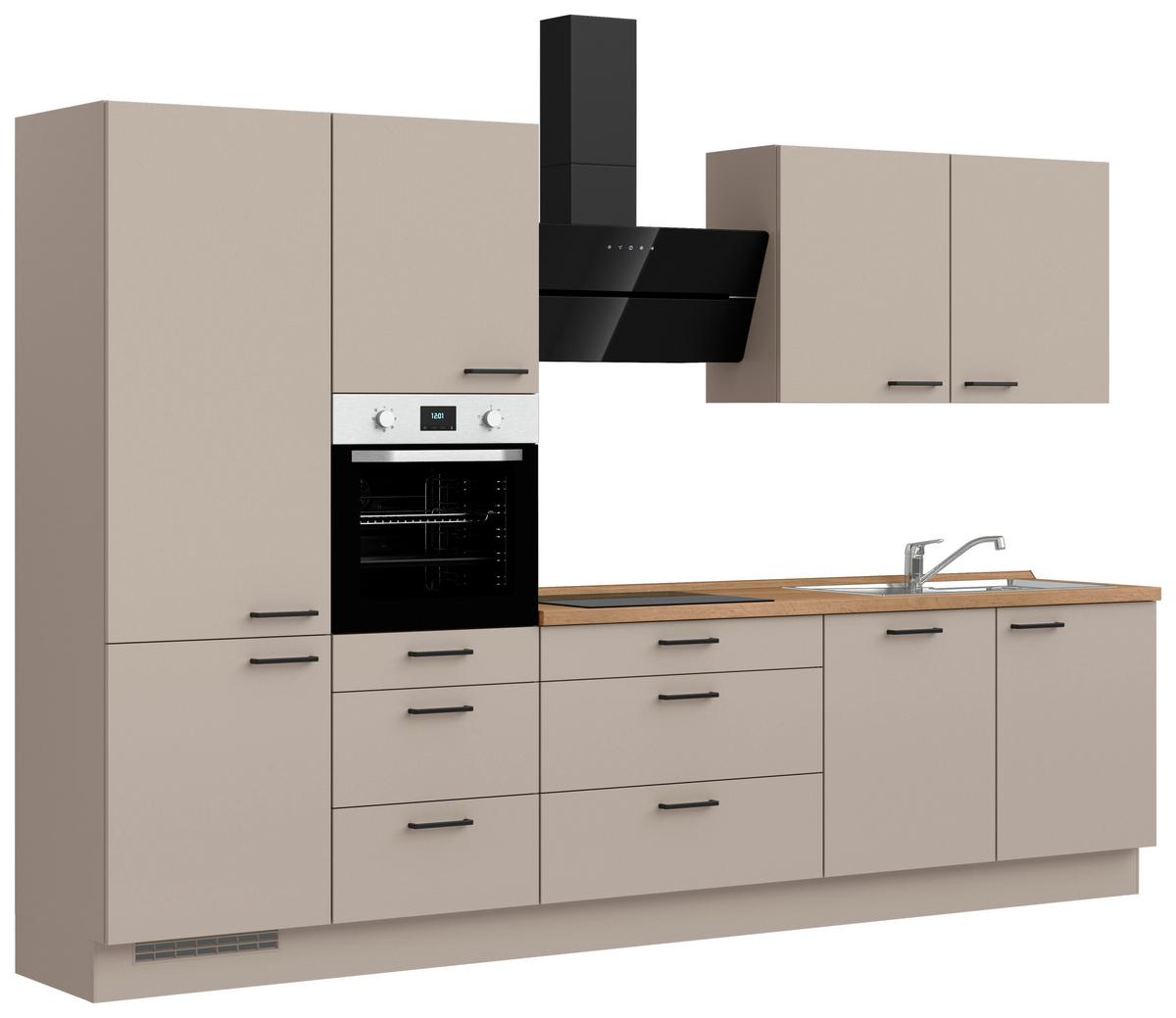 Küchenleerblock Easytouch High o. Geräte Sandfarben - Sandfarben/Eichefarben, MODERN, Holzwerkstoff/Metall (330cm) - Nobilia