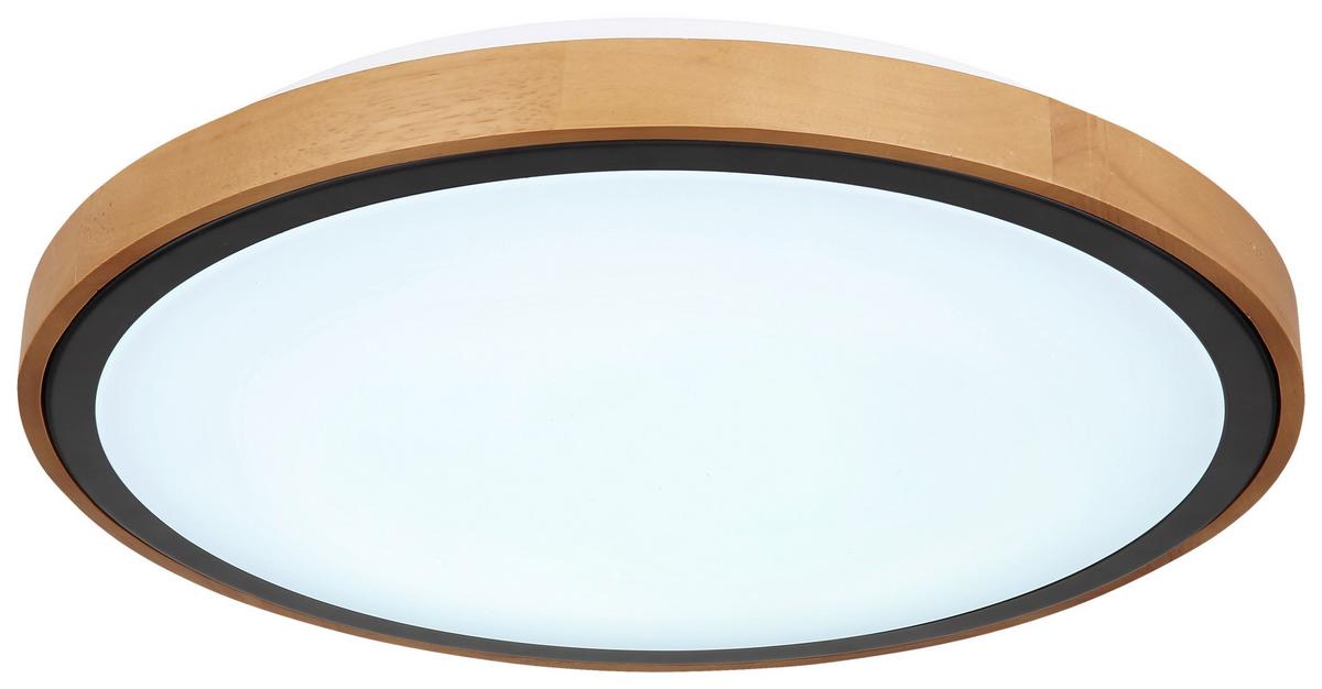 LED-Deckenleuchte max. 24 Watt - Opal/Schwarz, MODERN, Holz/Kunststoff (43,7/11cm)