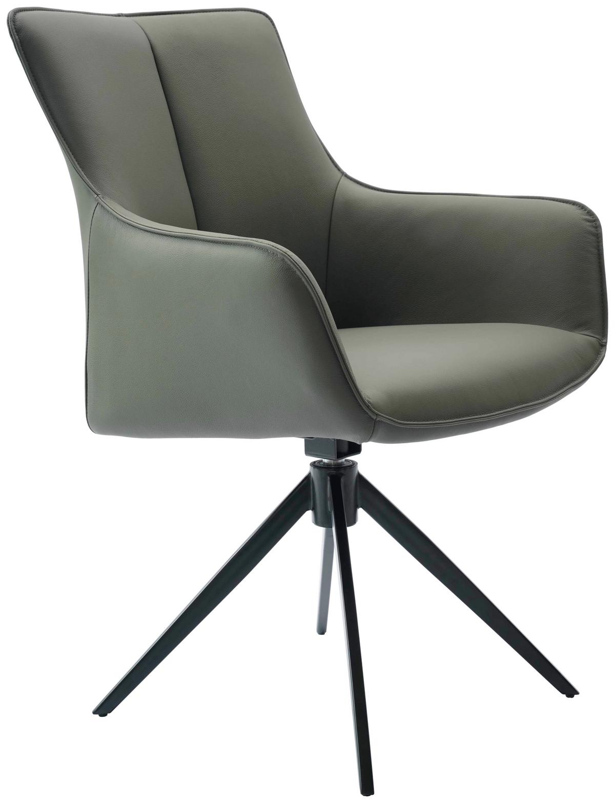 KRZESŁO Z PODŁOKIETNIKAMI YUKI -EXKLUSIV- - zielony/czarny, Design, skóra/metal (64/87/60cm) - Novel