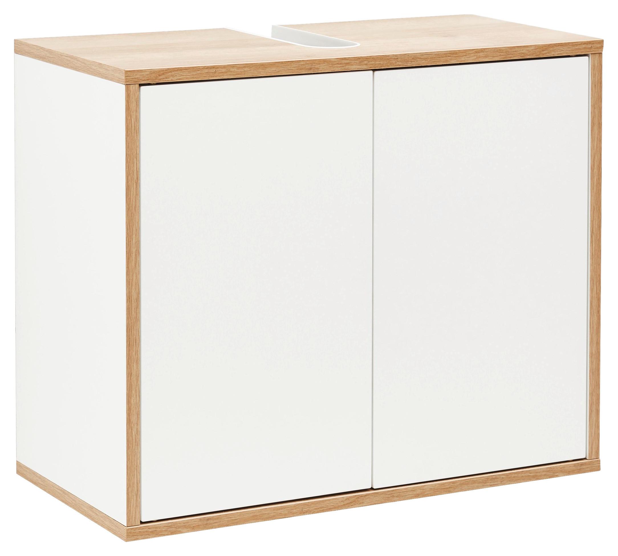 Waschbeckenunterschrank "Finn" weiß, eiche - Weiß, MODERN, Holzwerkstoff (60/50/30,5cm) - MID.YOU