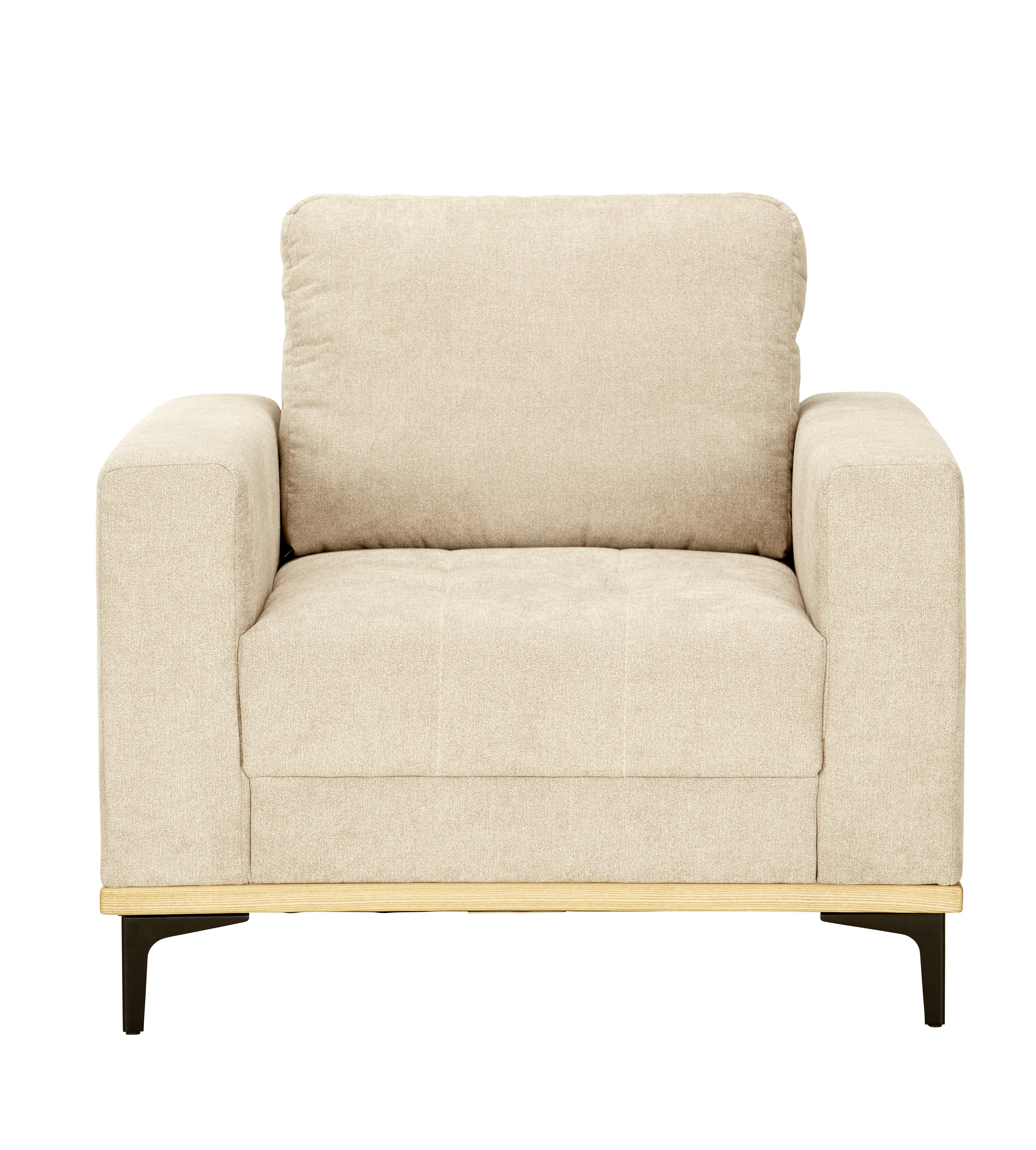 Sessel in Beige - Beige/Schwarz, Konventionell, Textil/Metall (96/87/92cm) - Zandiara