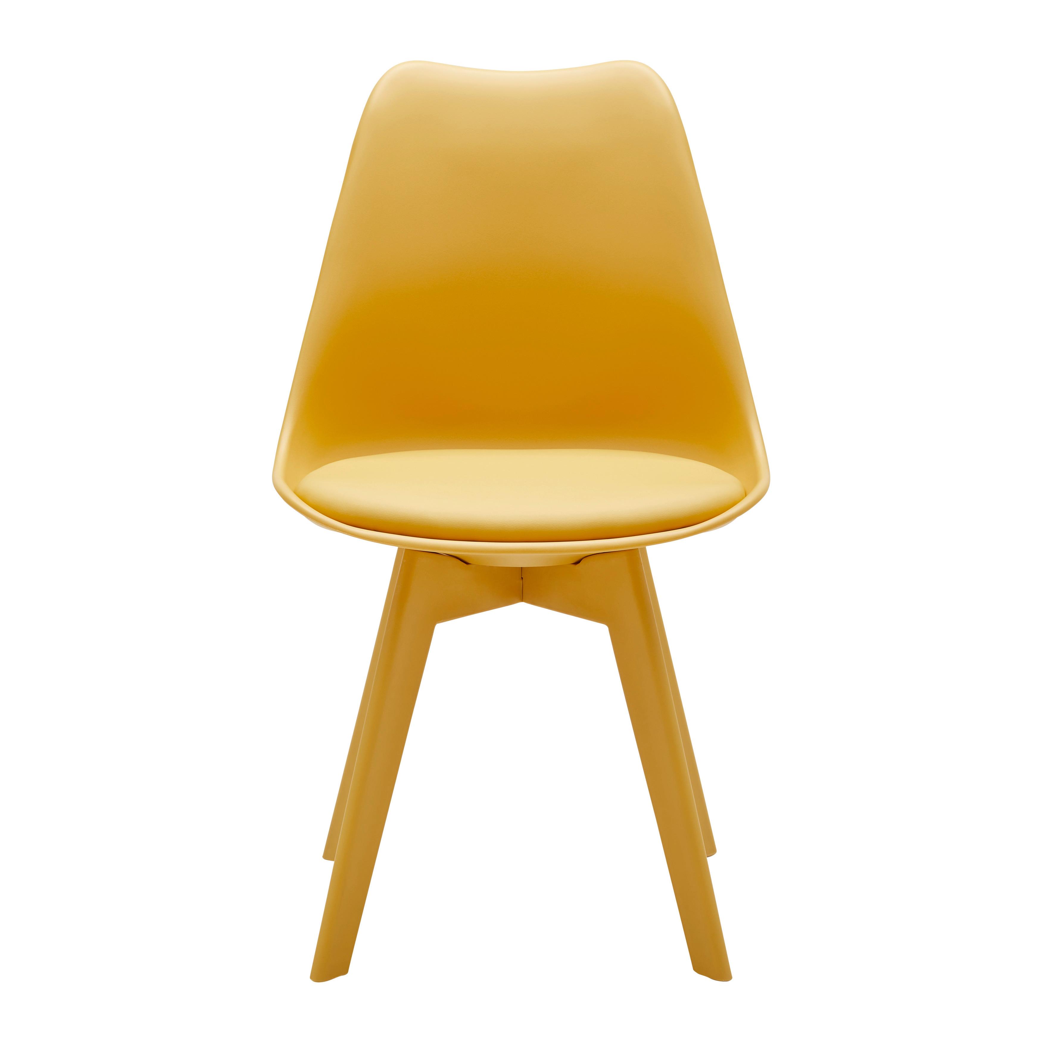 Stuhl "Mia", Lederlook, gelb, Gepolstert - Gelb, MODERN, Kunststoff/Textil (50/84/54cm) - Bessagi Home