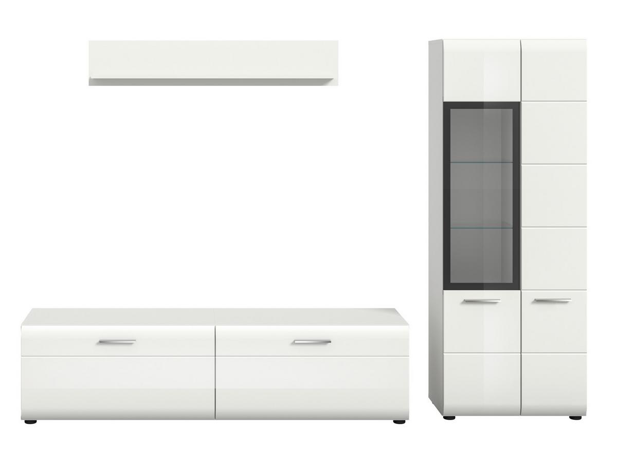 Dnevni Regal Ice, Bela Visok Sijaj, 3-Delni - srebrne barve/črna, Design, umetna masa/steklo (235/160/41cm) - Livetastic