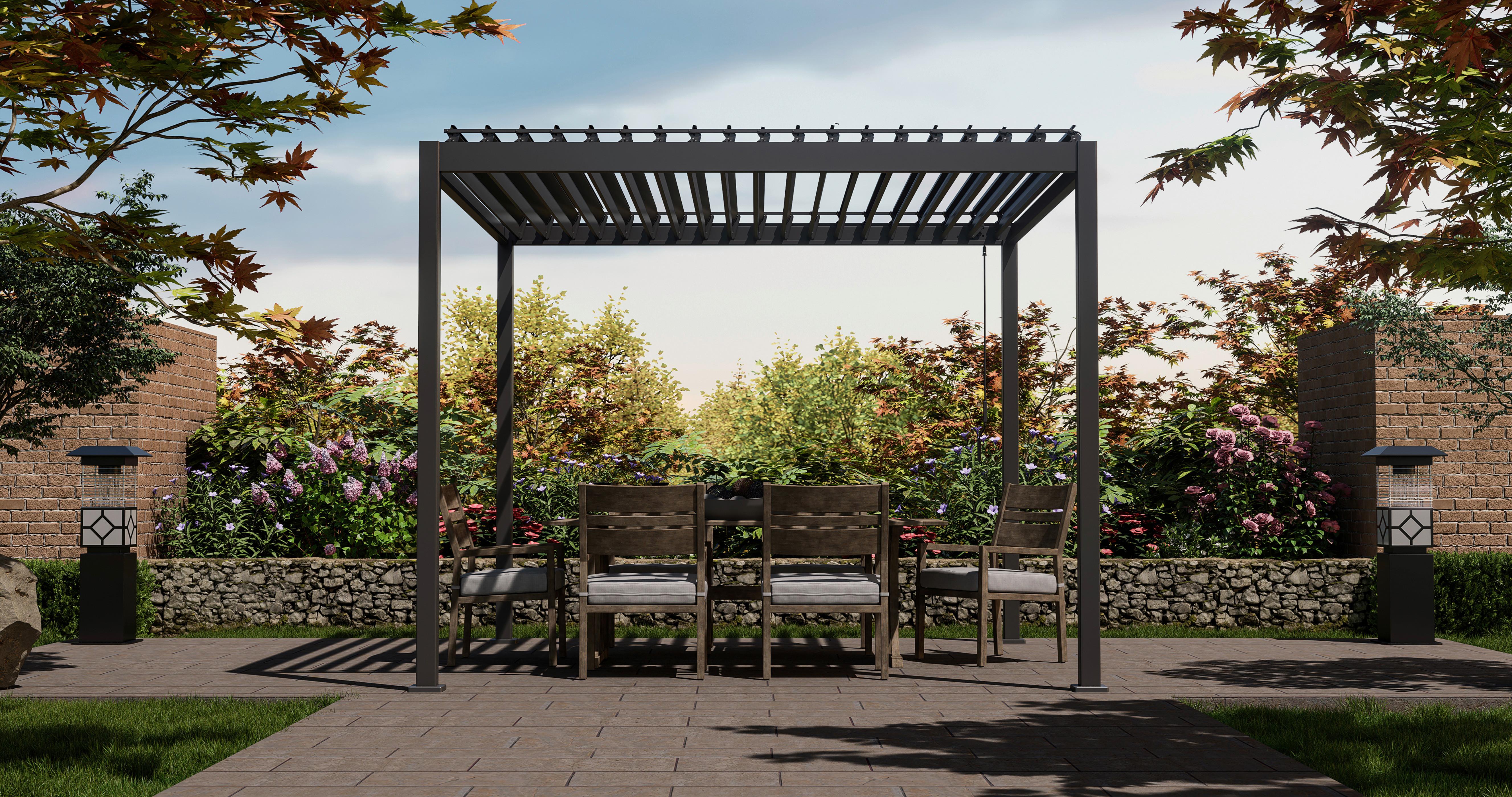 Pavillon Mirador Anthrazit B/H ca. 360x240-250 cm - Anthrazit, Basics, Metall (360/240/300cm) - Gardenson