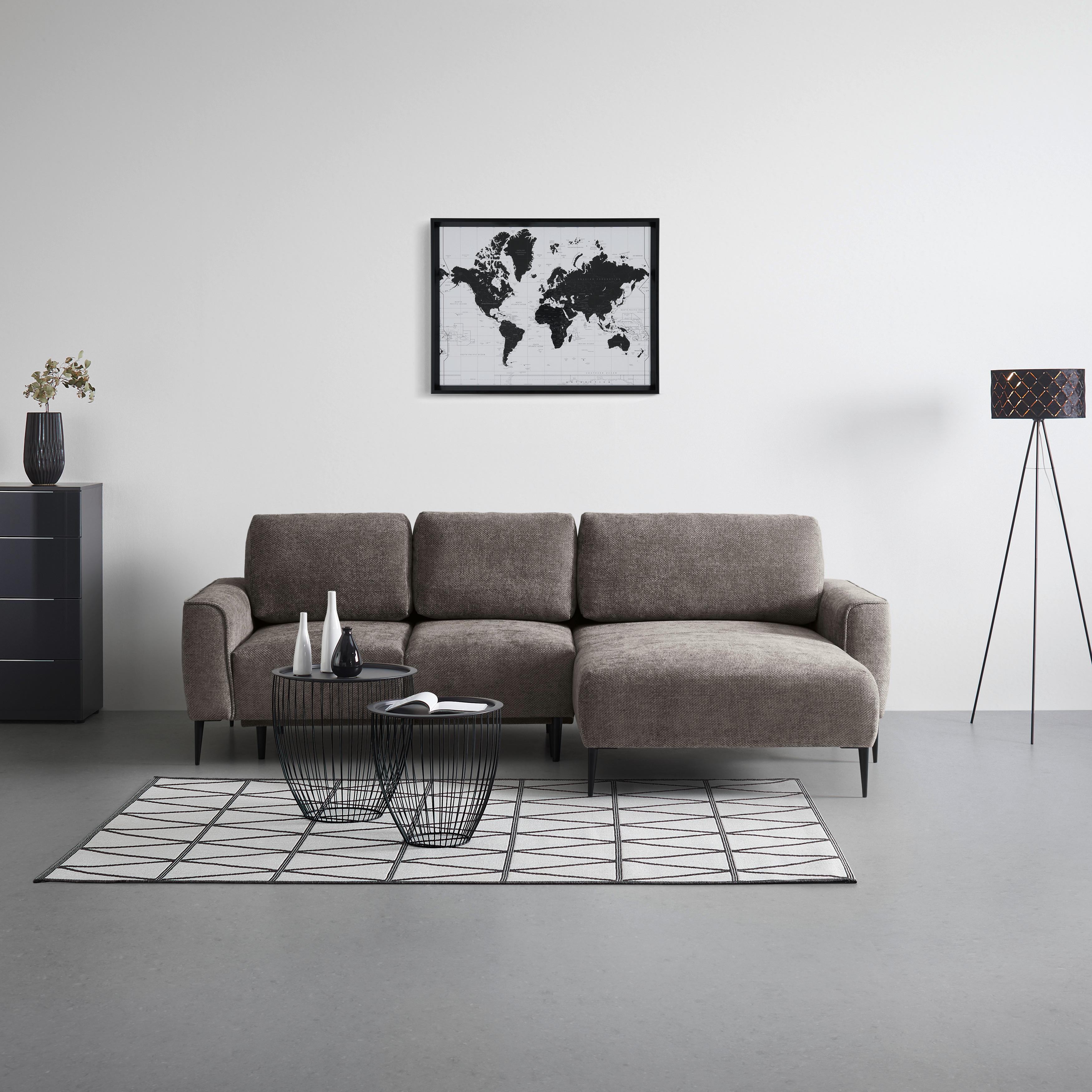 Ecksofa  Custom Dunkelgrau - Dunkelgrau/Schwarz, MODERN, Textil/Metall (255/85/164cm) - Mömax