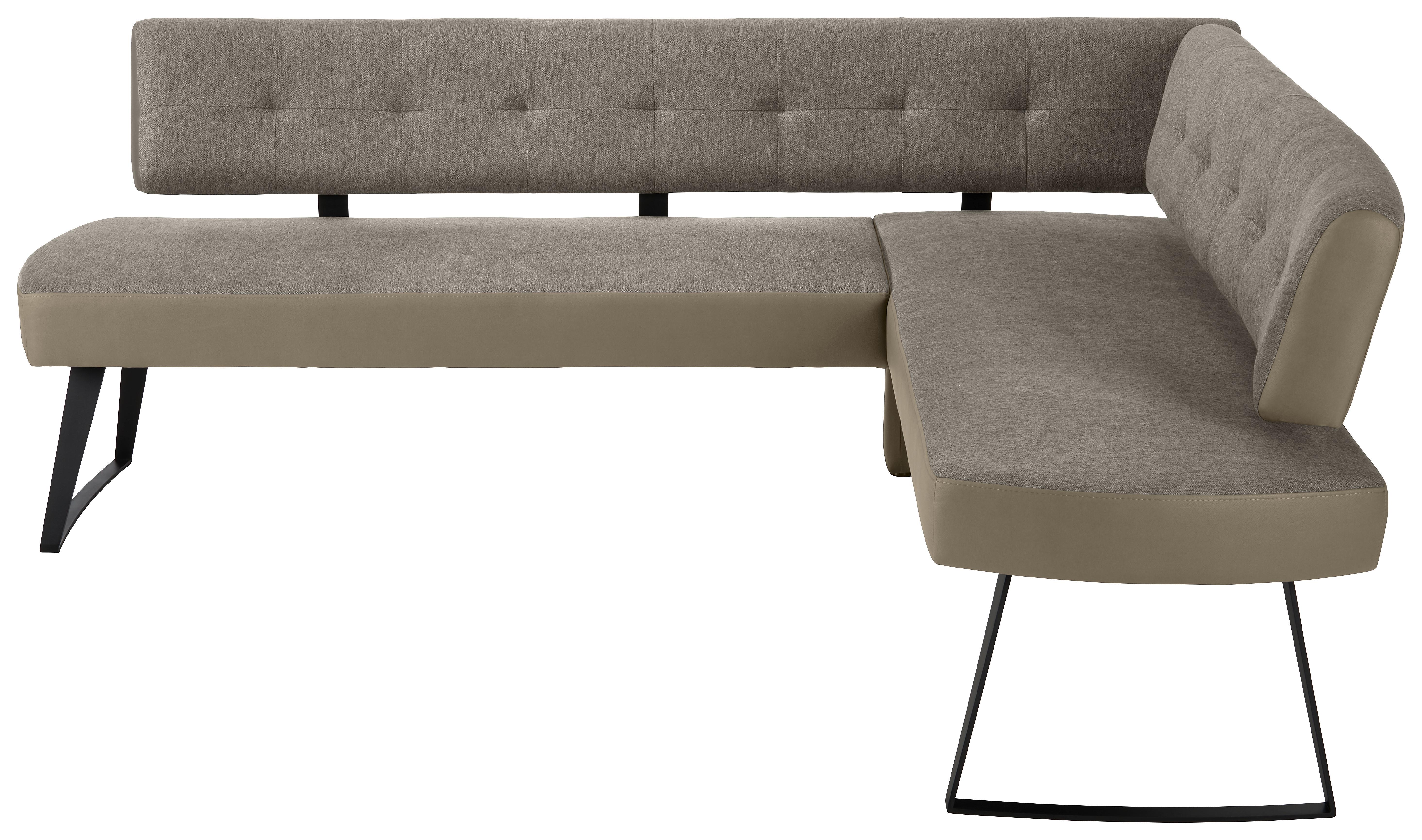 Eckbank Storm Links in Taupe ca. 220x170cm - Taupe/Schwarz, Modern, Textil/Metall (220/170cm) - Premium Living