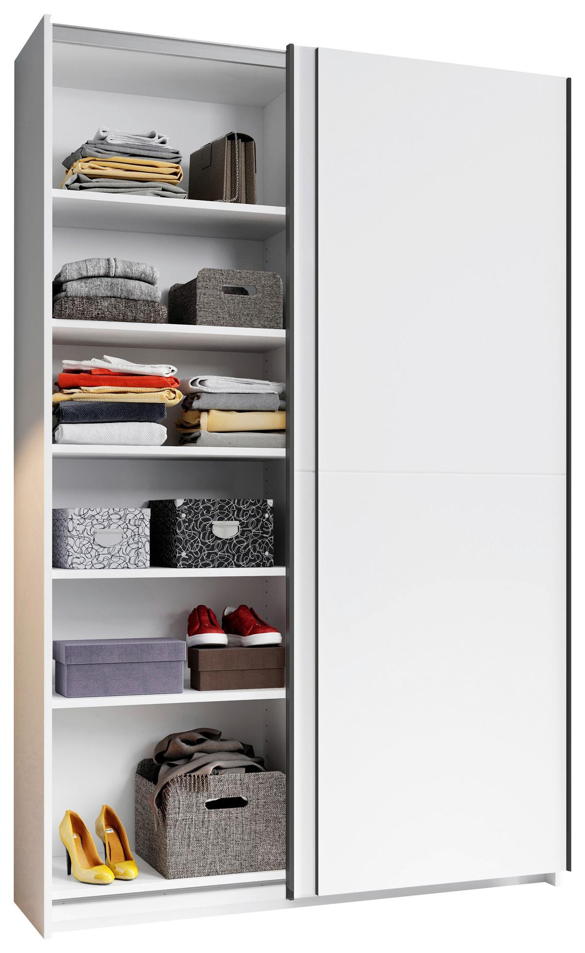 SZAFA PRZESUWNA/PODWIESZ.DRZWI FAST - czarny/biały, Konventionell, materiał drewnopochodny/metal (125/196/38cm) - Boxxx