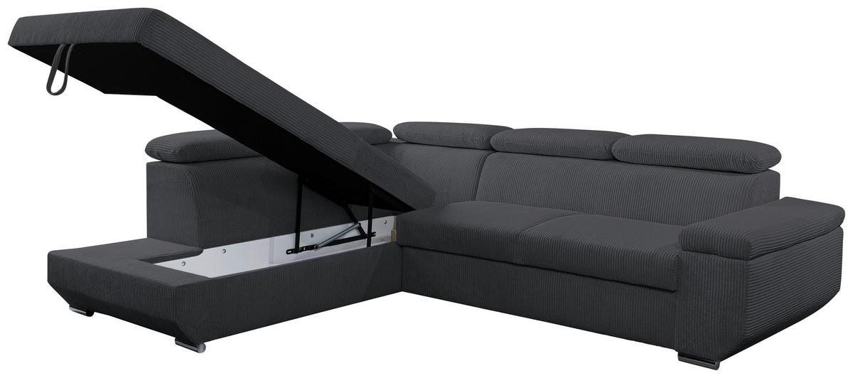 Kotna Sedežna Garnitura Lars I, Temno Siva - barve kroma/črna, Design, umetna masa/tekstil (215/264cm) - Livetastic