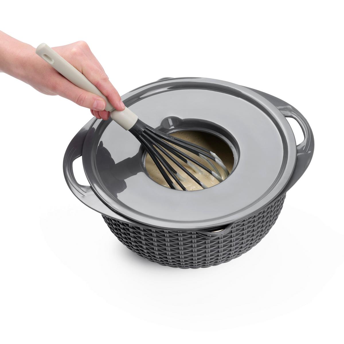 Sită pentru bucătărie Micha 4 în 1 - gri închis/culoare stejar argintiu, Konventionell, plastic/metal (32/14cm) - Mömax