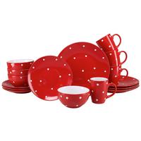 Kombinirani Servis Polka Dots, 16-Delni - rdeča/bela, Basics, keramika - Creatable