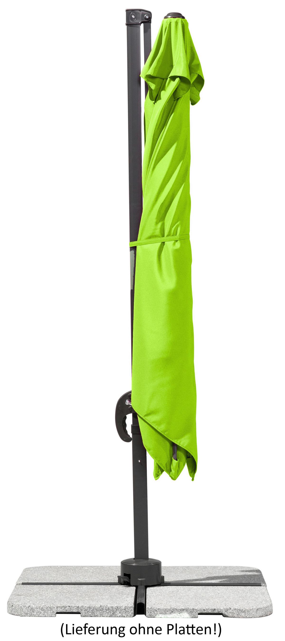 Ampelschirm Rhodos Junior ca.338x239x270cm Grün - Anthrazit/Grün, Basics, Textil/Metall (338/239/270cm) - Schneider