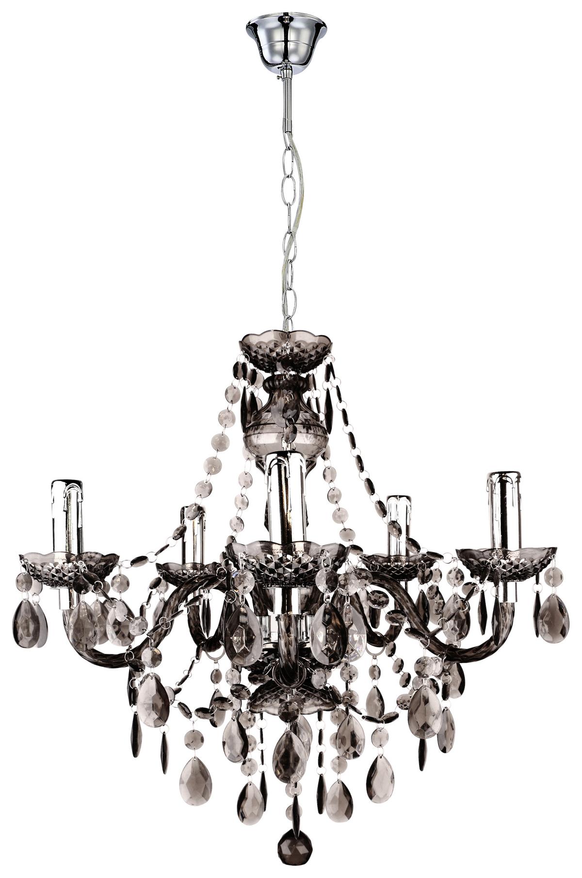 Viseča Svetilka Isabella, 5 X 40 W - barve kroma/temno siva, Romantika, kovina/umetna masa (149cm) - Mömax