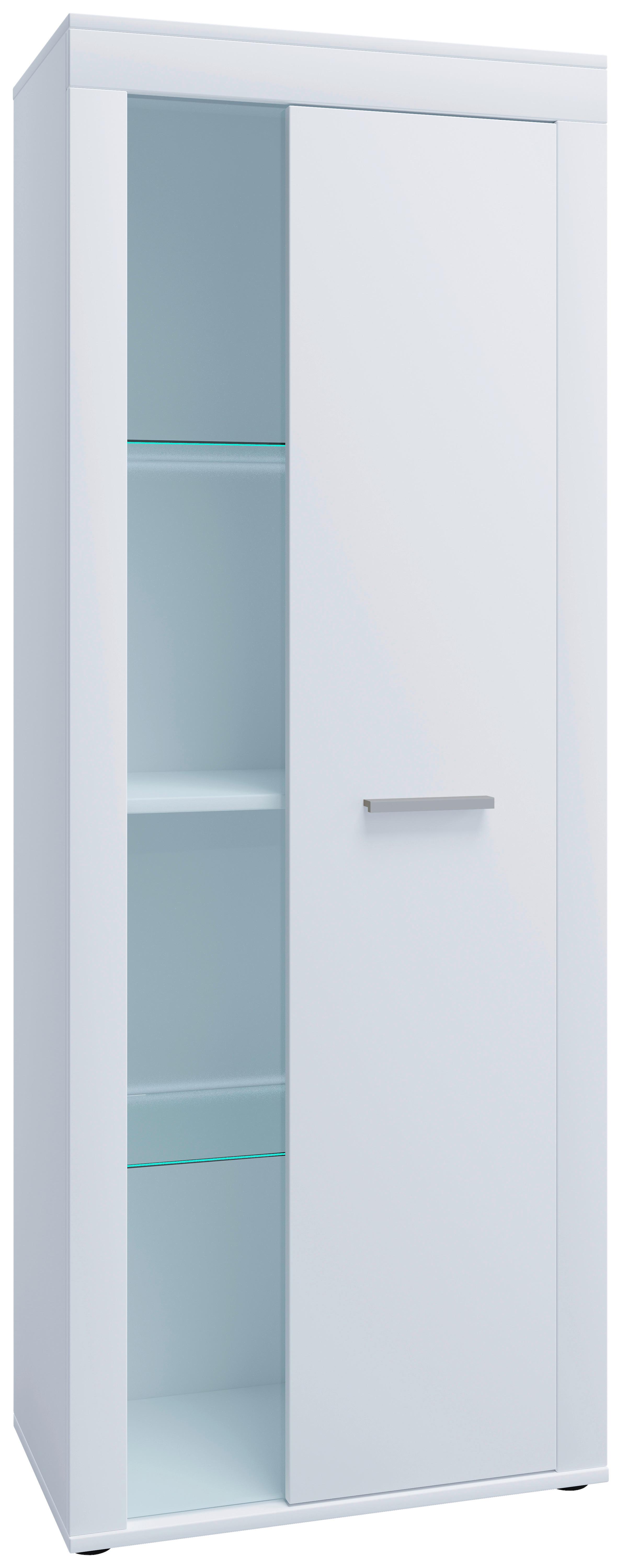 Vitrine Usilo Vitrine - Weiss/Silberfarben, Design, Glas/Holzwerkstoff (60/159/35cm) - MID.YOU