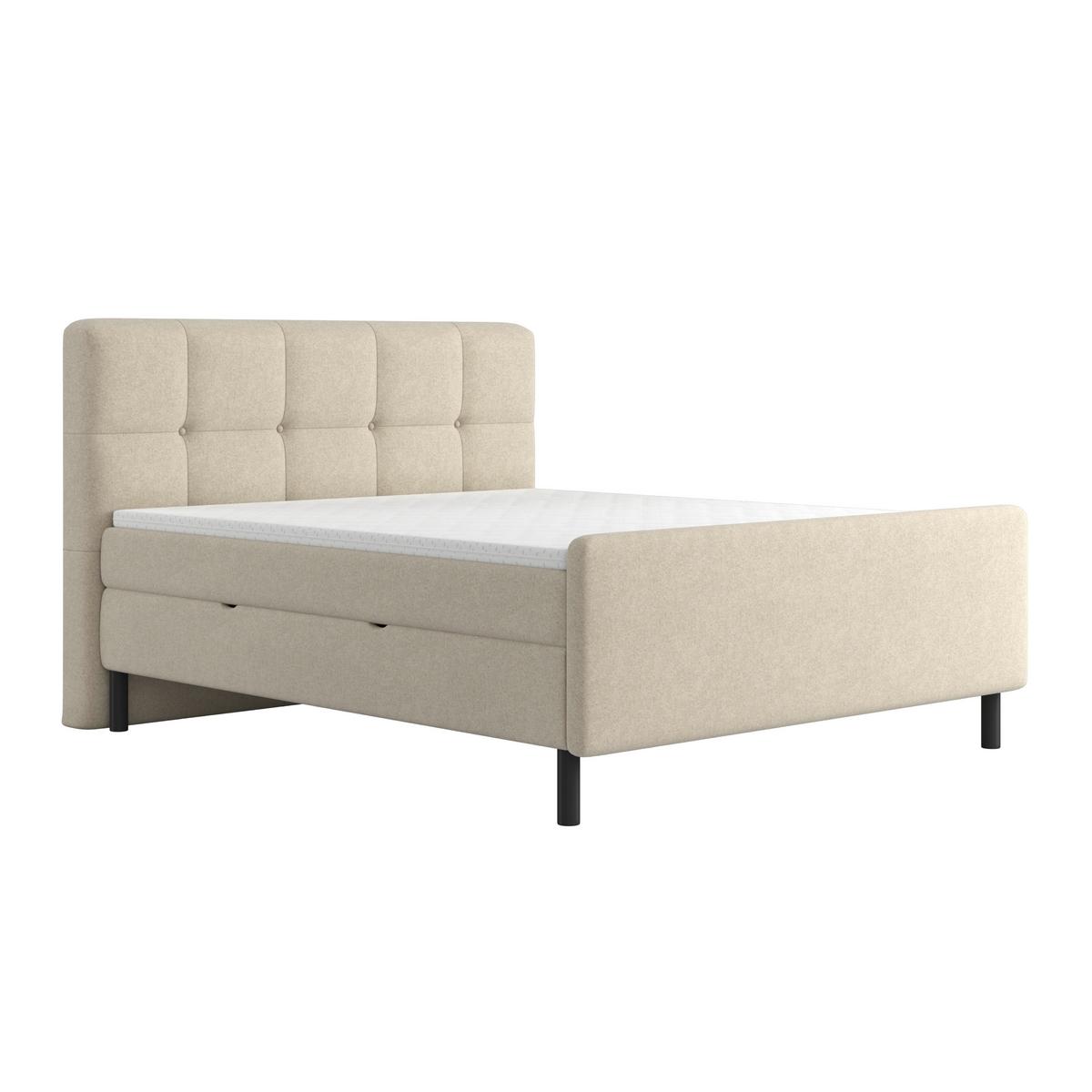 Boxbett Marbella 180x200cm Beige mit Topper - Beige/Schwarz, Modern, Holz/Holzwerkstoff (180/200cm) - Bessagi Home
