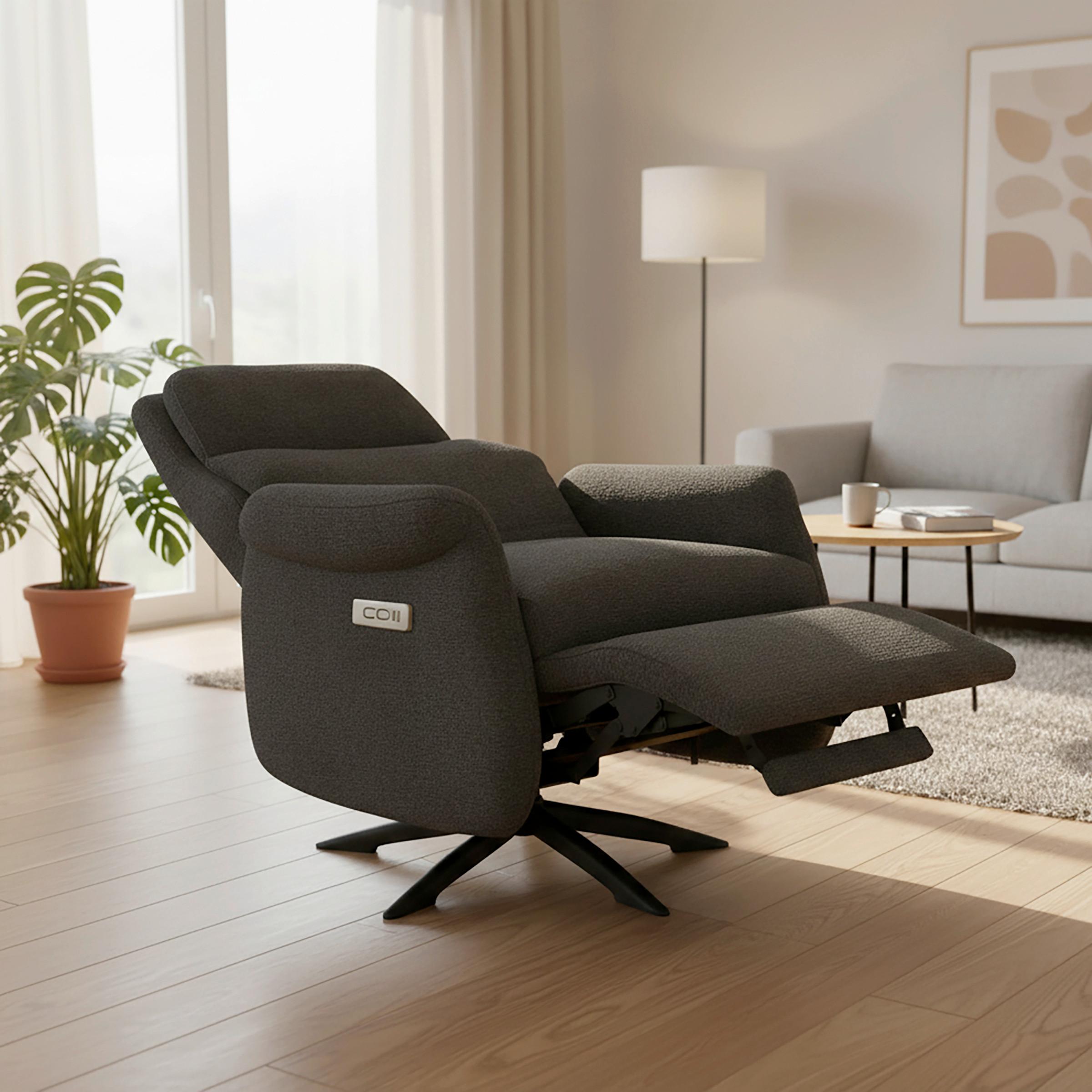 RELAXFÅTÖLJ ALICE - mörkgrå/svart, Modern, metall/trä (76/110/94cm) - Bessagi Home