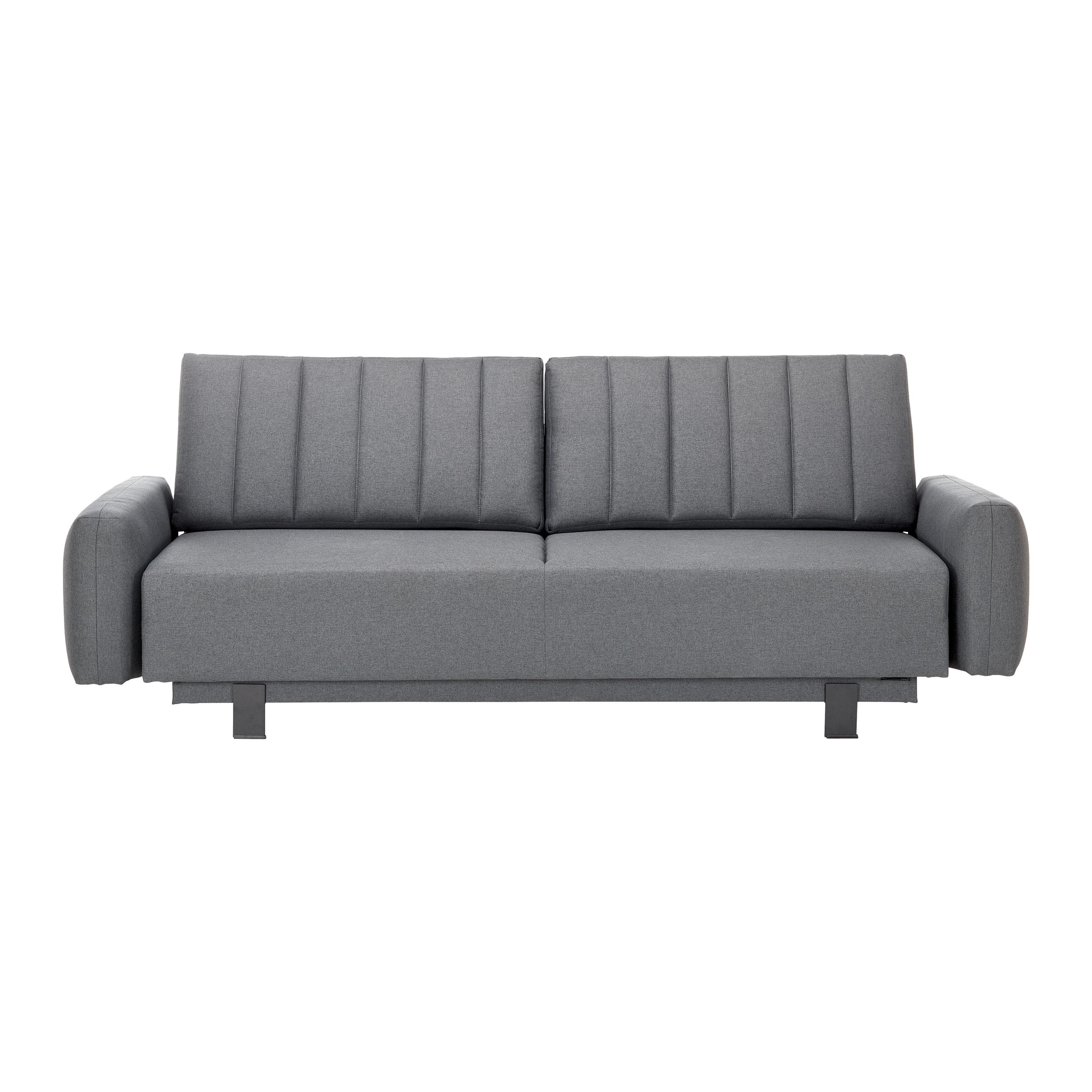Sofa mit Schlaffunktion dunkelgrau, "Luisa", Federkern - Dunkelgrau/Schwarz, Holz/Textil (242/95/95cm) - Bessagi Home