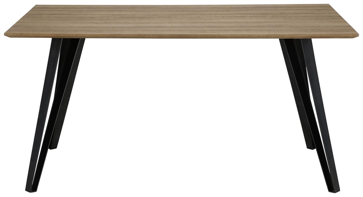 Esstisch in Teakfarben Gino ca.160x90cm - Schwarz/Teakfarben, Modern, Holz/Metall (160/90/76cm) - Bessagi Home