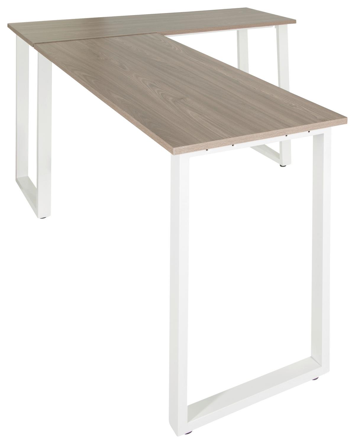 Kotna Pisalna Miza Workspace Basic I, Siva, Bela - siva/bela, Basics, kovina/leseni material (165/120/75cm) - MID.YOU