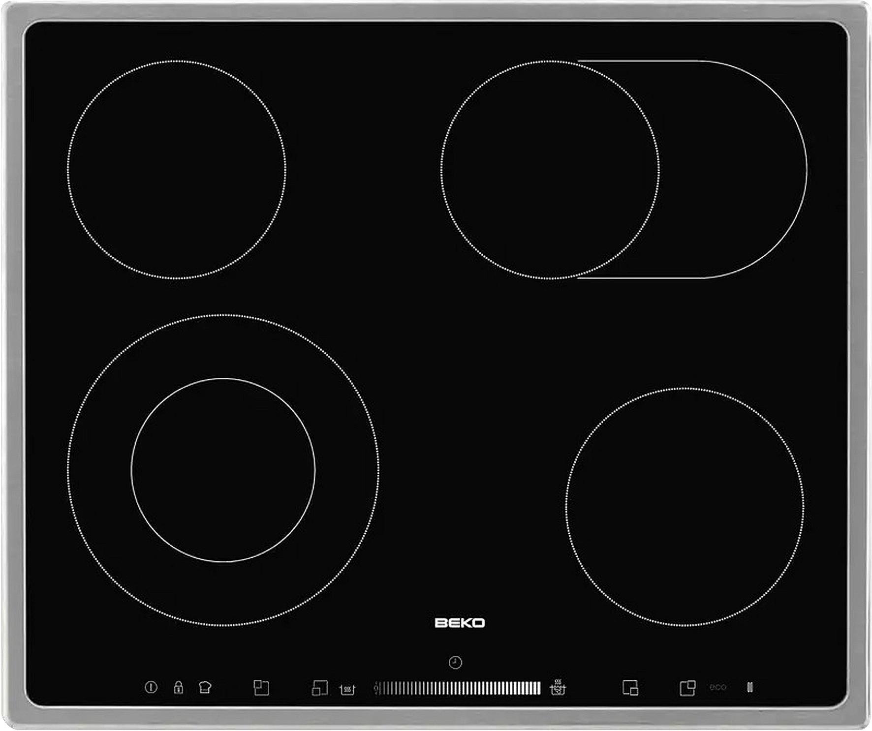 Glaskeramikkochfeld HIC64503TX Schwarz - Schwarz, MODERN, Glas/Metall (58/3,7/51cm) - Beko