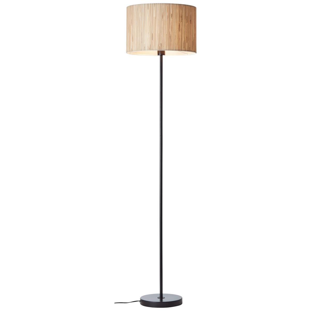 Stehleuchte Wimea max. 52 Watt - Schwarz/Naturfarben, Natur, Naturmaterialien/Metall (38/161cm) - Brilliant