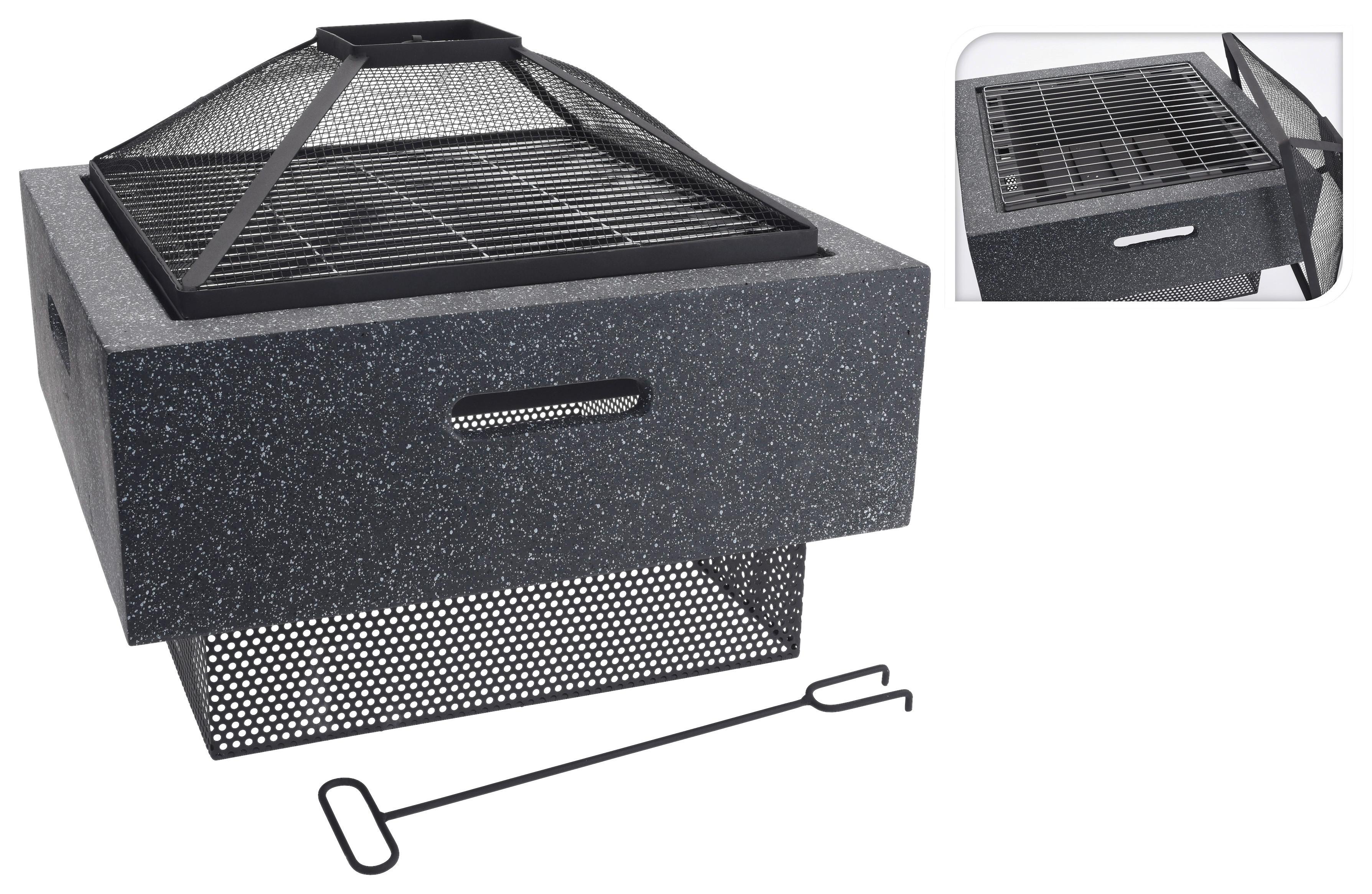 Tűzrakótál Fire - antracit, fém (52/52/41cm)