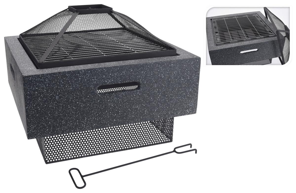 Tűzrakótál Fire - antracit, fém (52/52/41cm)