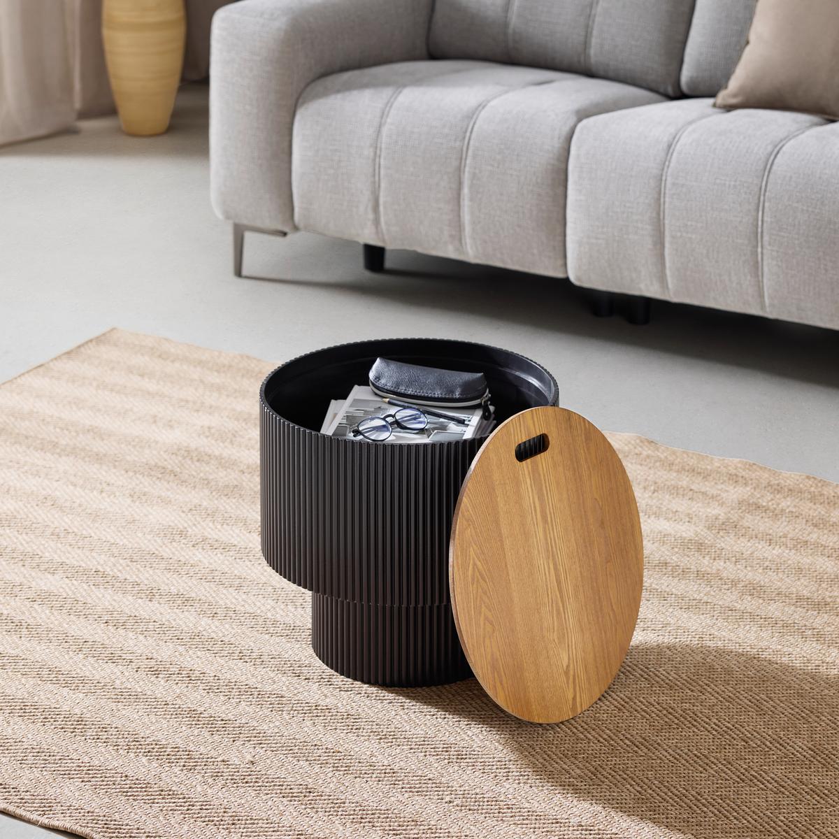 Couchtisch Johnny Naturfarben/Schwarz - Schwarz/Naturfarben, MODERN, Holzwerkstoff (45/40cm) - Mömax